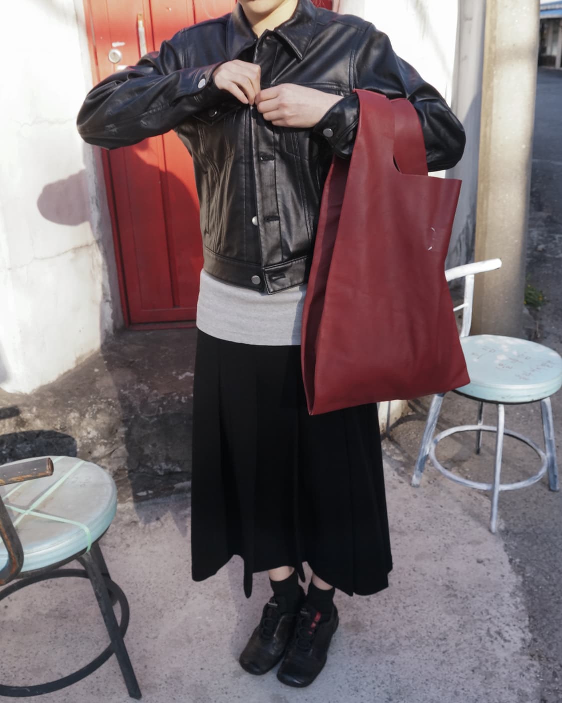 꼼데가르송 블랙 레더 자켓 상품이미지1