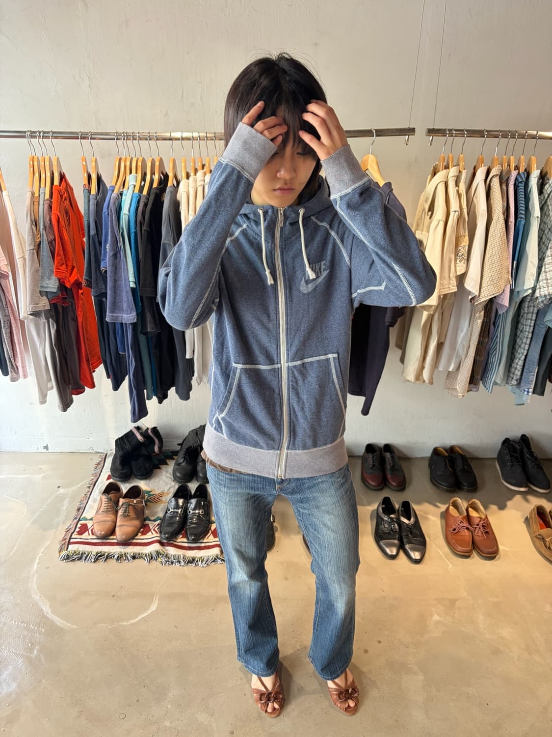 Nike 스포츠웨어 스티치 라인 후드 집업 M 상품이미지5