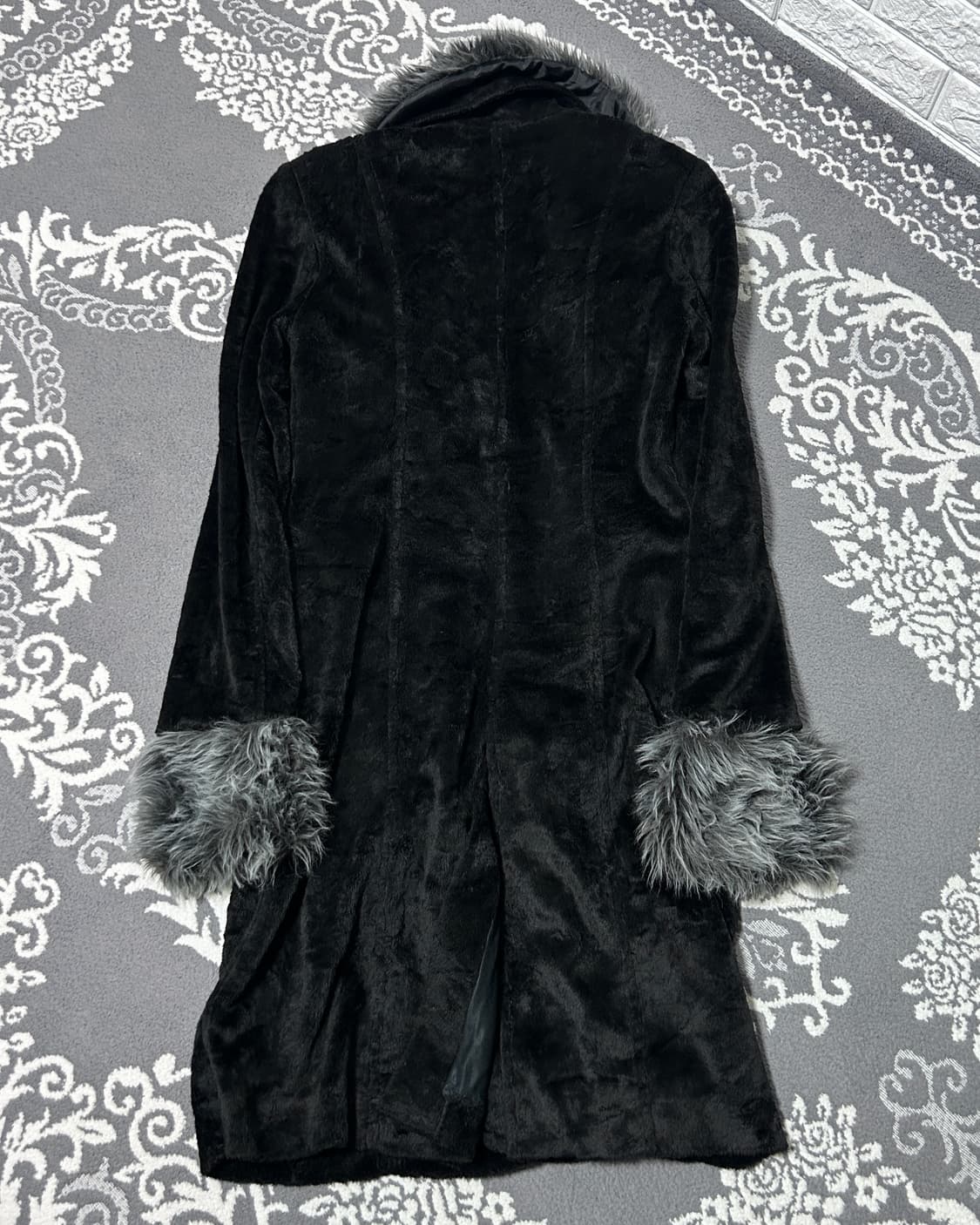 퍼 트리밍 벨벳 롱코트 상품이미지6