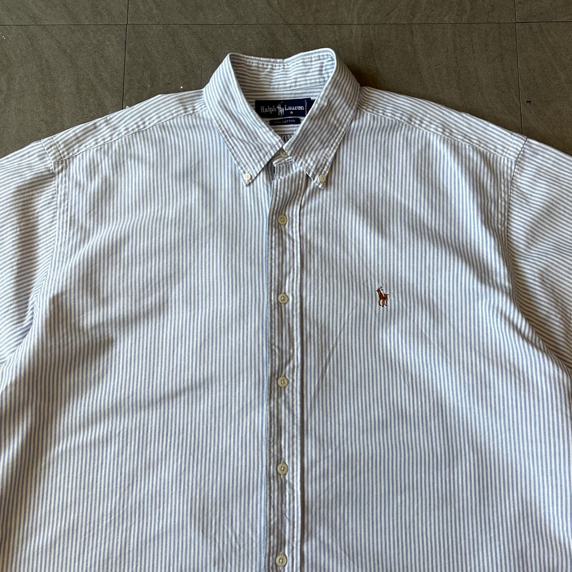 폴로 정품 스카이블루 옥스포드 스트라이프 반팔 셔츠 상품이미지2