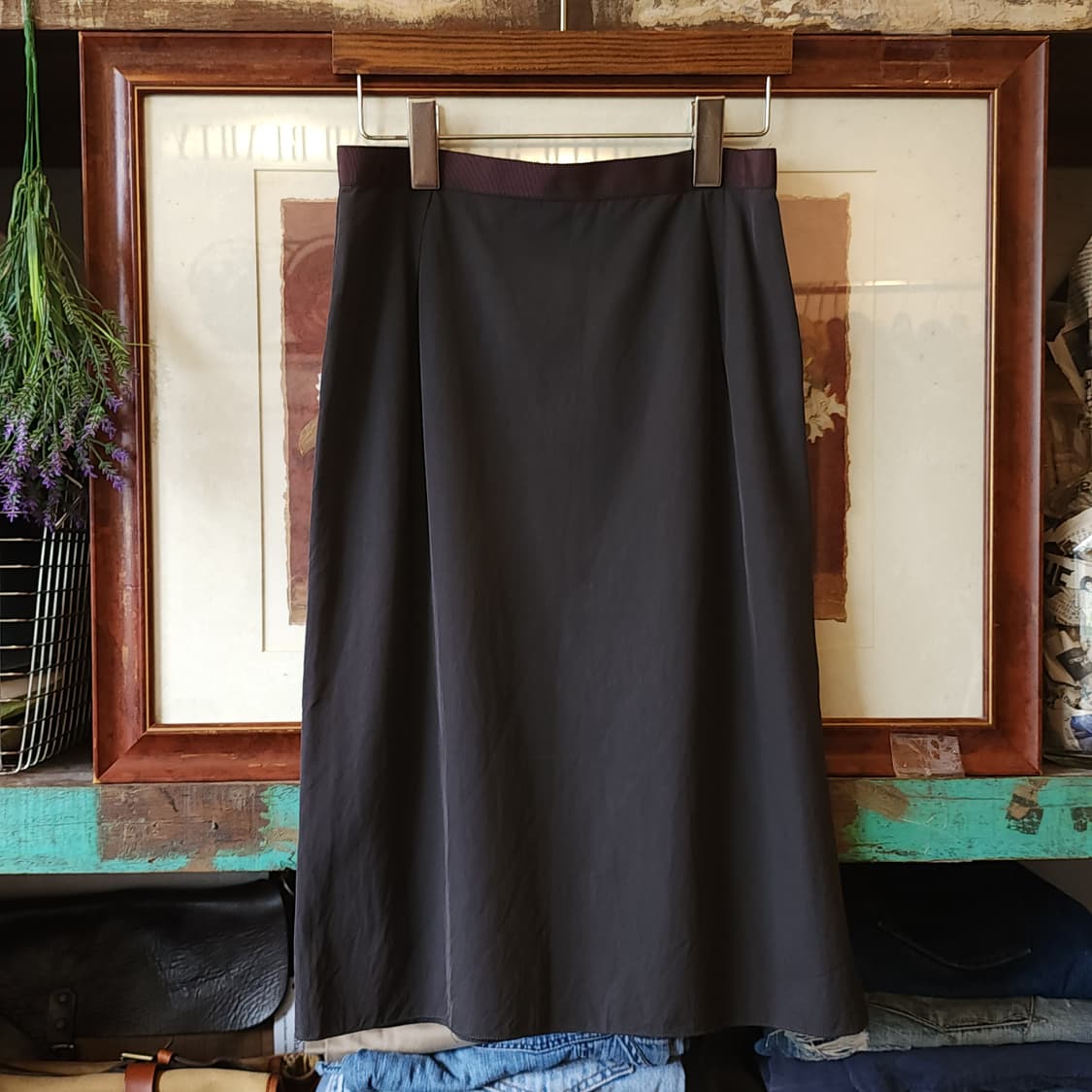 90s 랑방 빈티지 스커트 프렌치 사이드오픈 스커트 브라운 36 상품이미지1