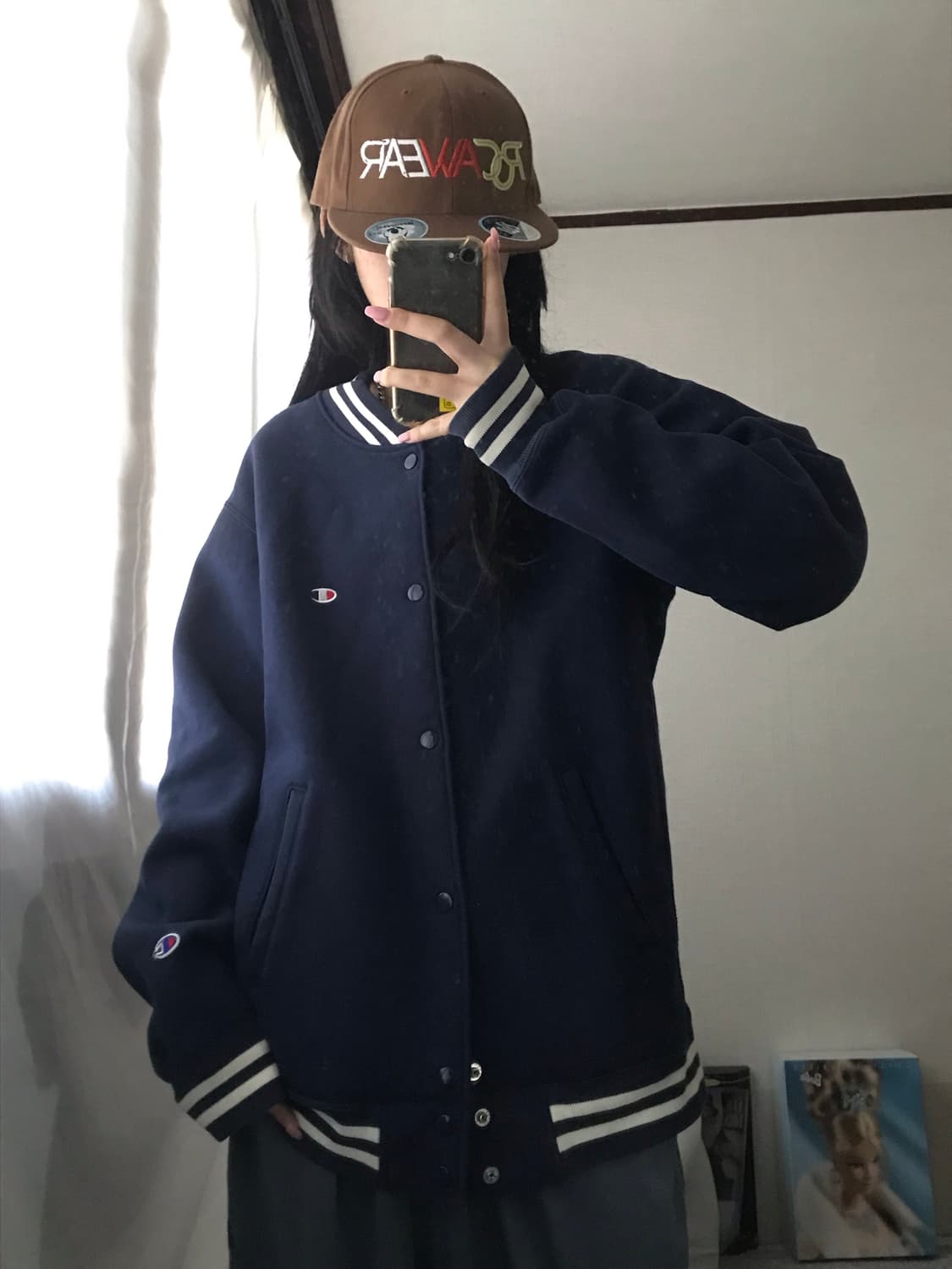 챔피온 네이비 오버핏 바시티자켓 상품이미지6