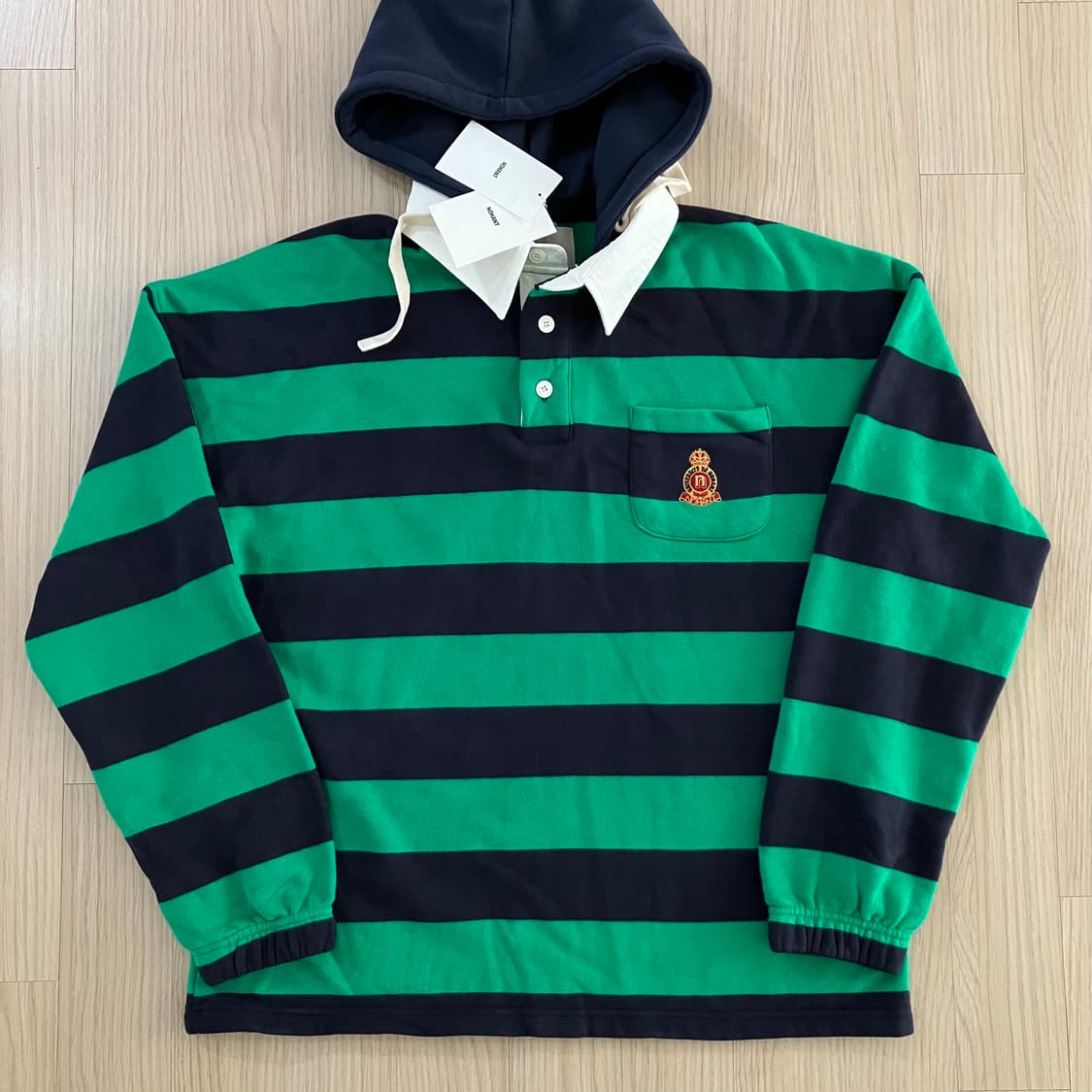 [새상품] 노앙 후드 럭비티 그린 상품이미지5