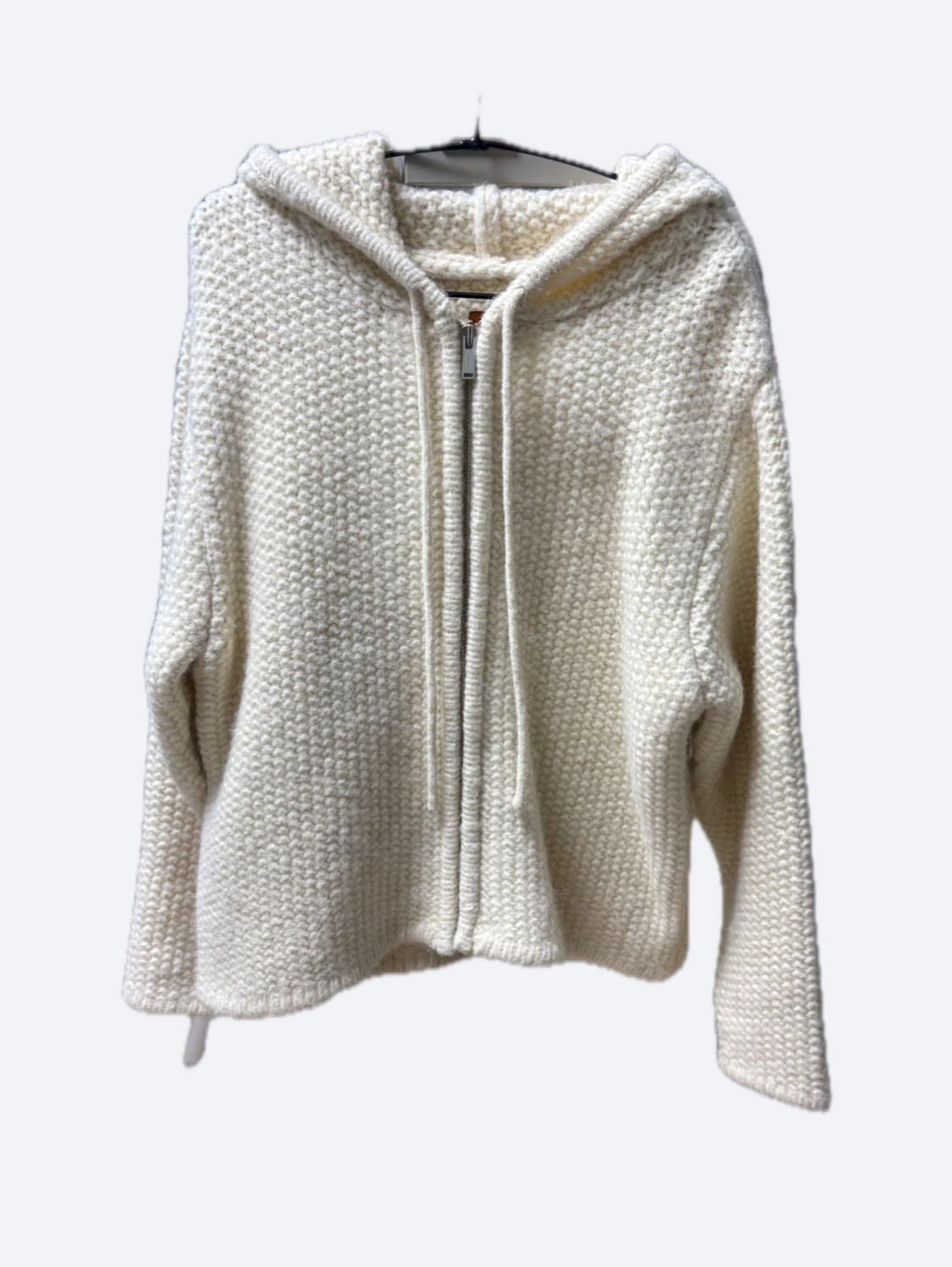 리본빛 니트 후드 집업 아이보리 상품이미지2