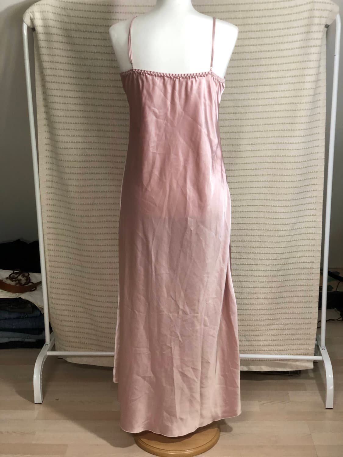 빈티지 핑크 슬립 롱 원피스 상품이미지2