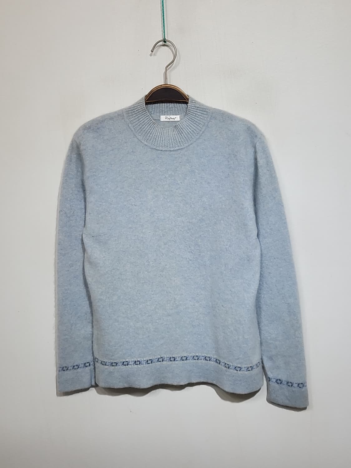 (M) 반폴라 캐시미어 니트 하늘색 반목 스웨터 캐주얼  상품이미지1