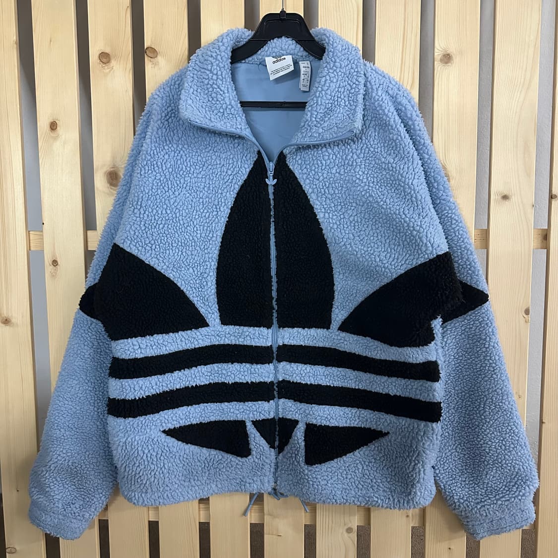 (M) 아디다스 스카이블루 빅로고 쉐르파 플리스 후리스 자켓 상품이미지1