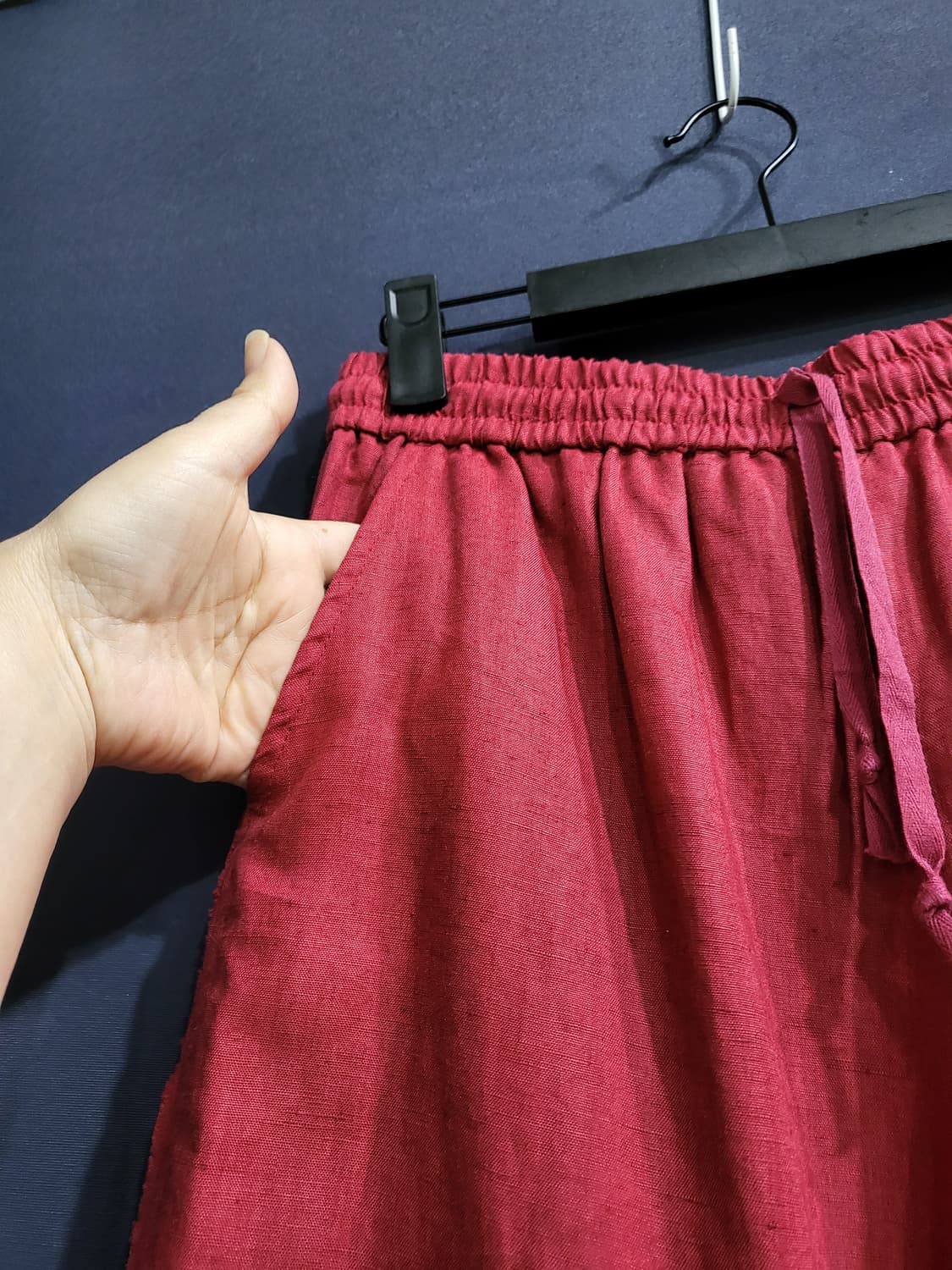 린넨100 밴딩 와이드 팬츠(새상품) 상품이미지3