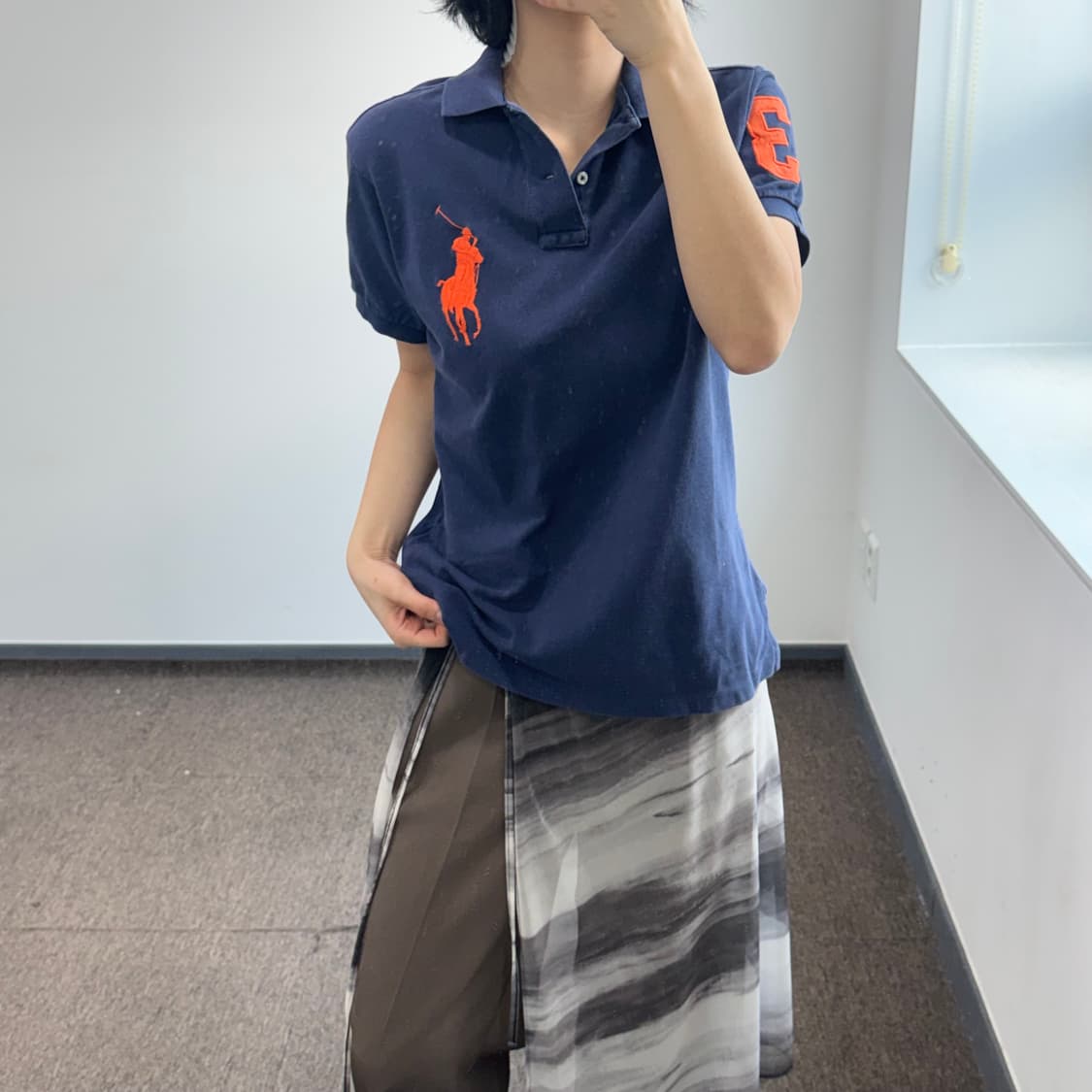Polo 폴로 오렌지 빅포니 네이비 카라 반팔티 상품이미지1