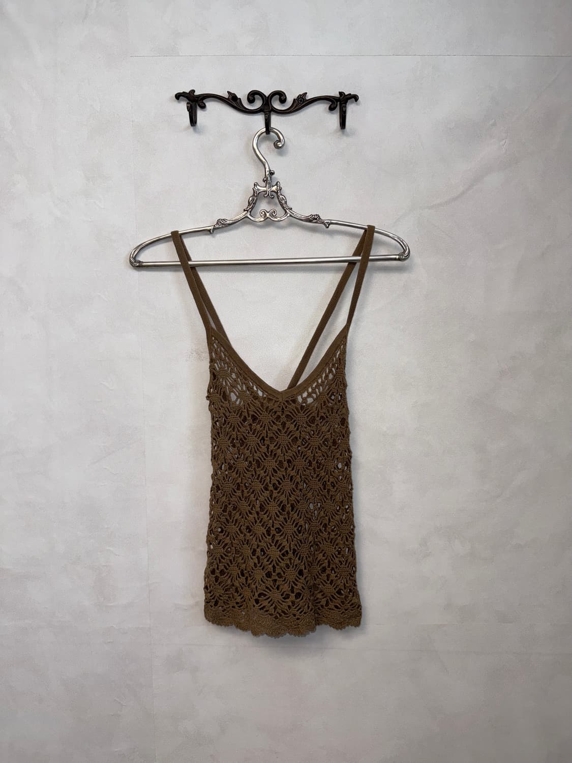 Brown ethnic floral crochet sleeveless 상품이미지4