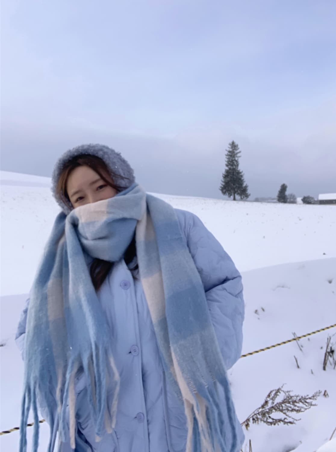 파스텔 체크 빅사이즈 겨울 목도리 머플러 새상품 상품이미지1