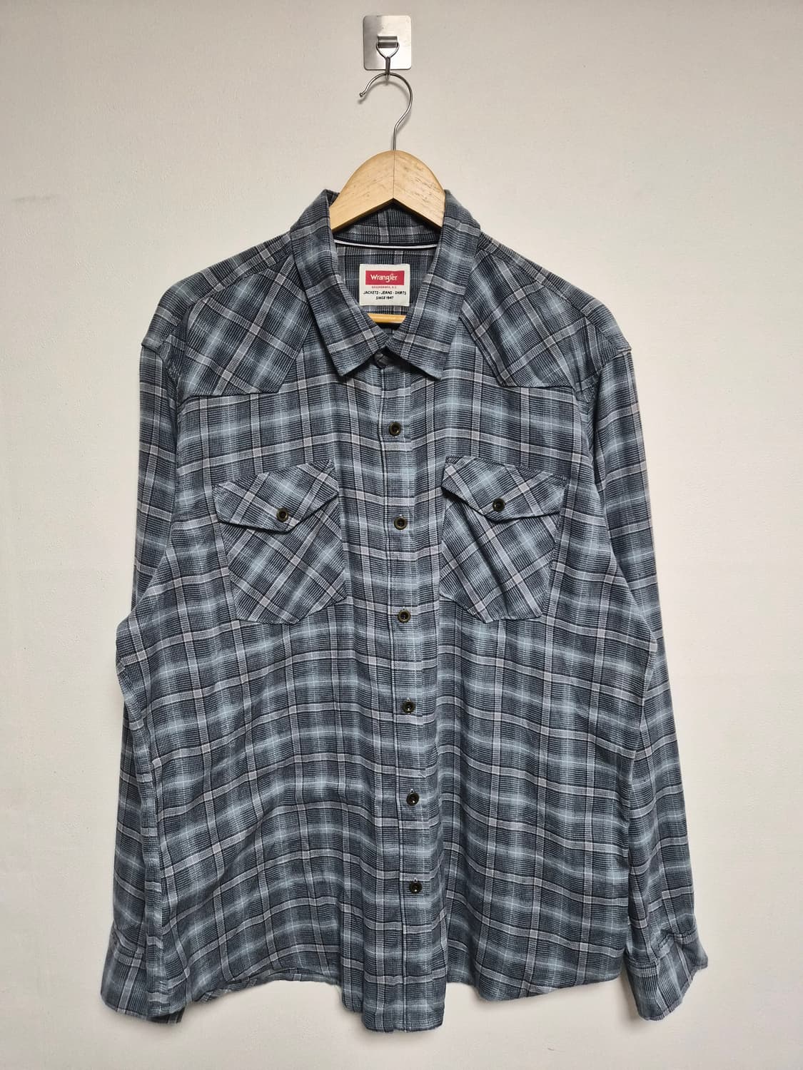랭글러Wrangler 체크 웨스턴 셔츠 XL사이즈 - S340 상품이미지1