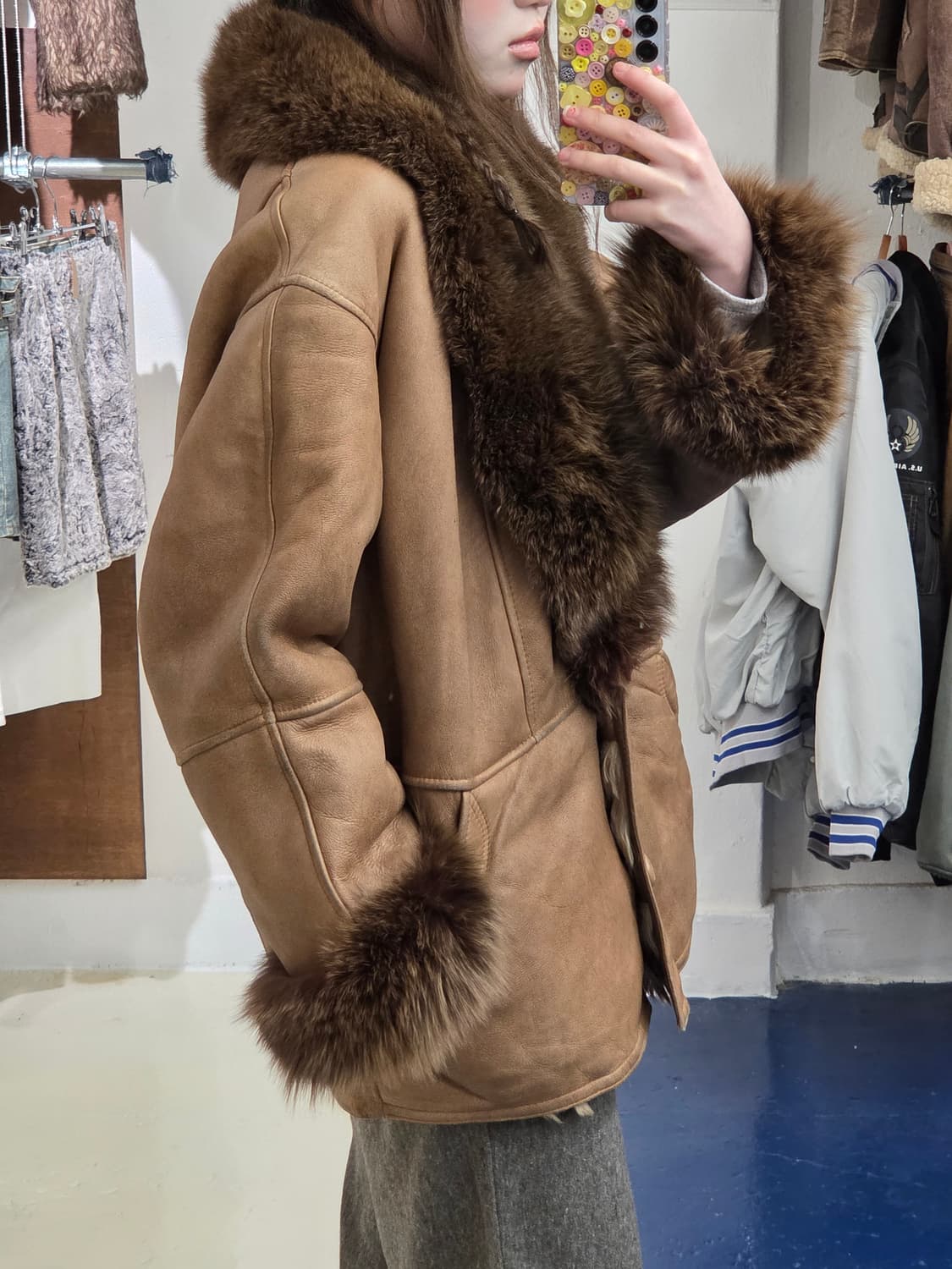 1990s Vintage 양가죽 무스탕 레더 자켓 상품이미지2