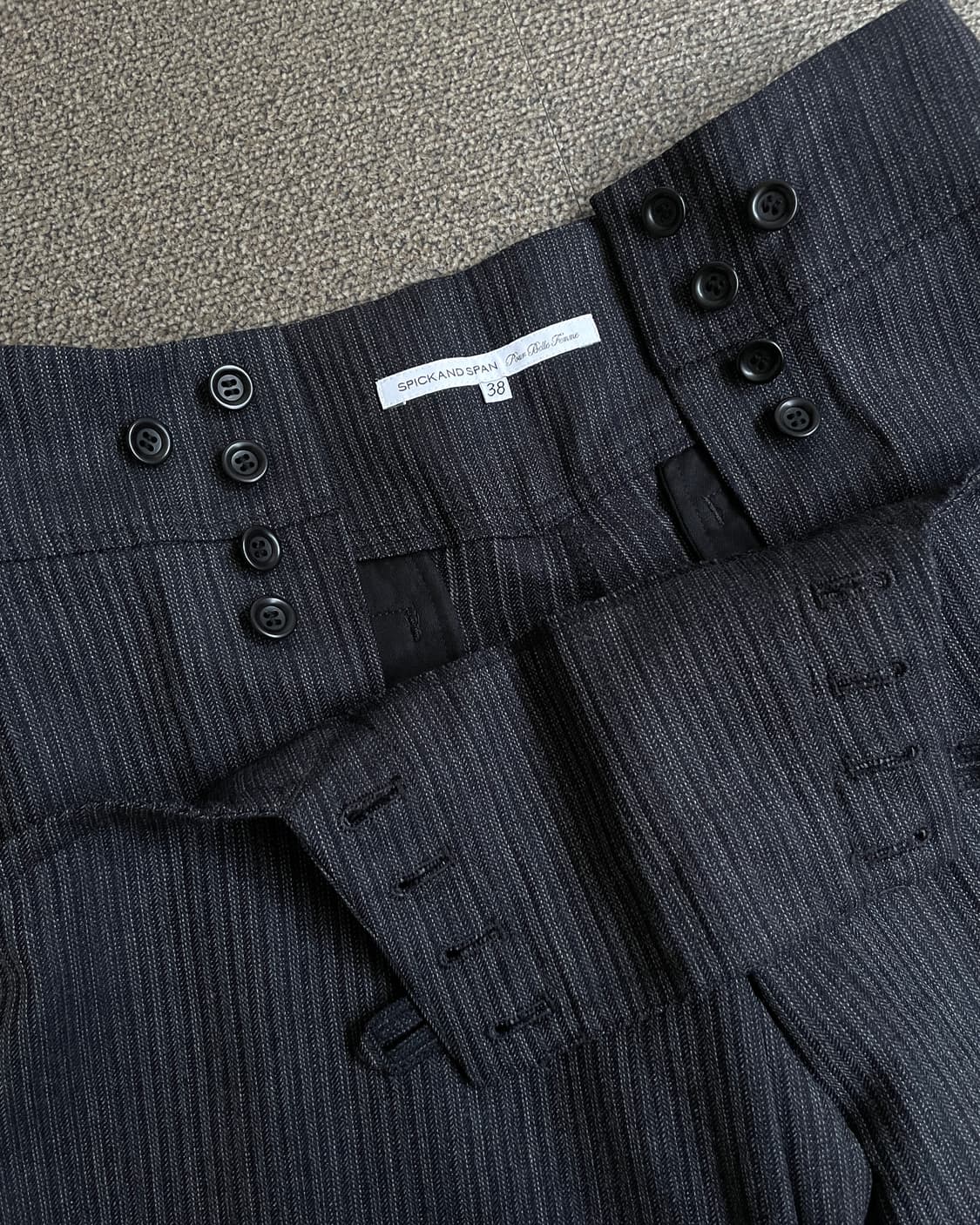 단추 디테일 스트라이프 하프 팬츠 상품이미지3