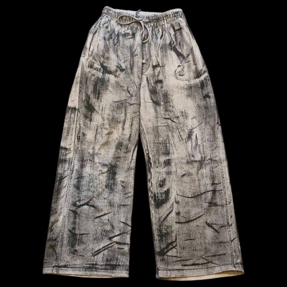 30~32인치 페인팅나염 면 와이드핏 밴딩팬츠  상품이미지1