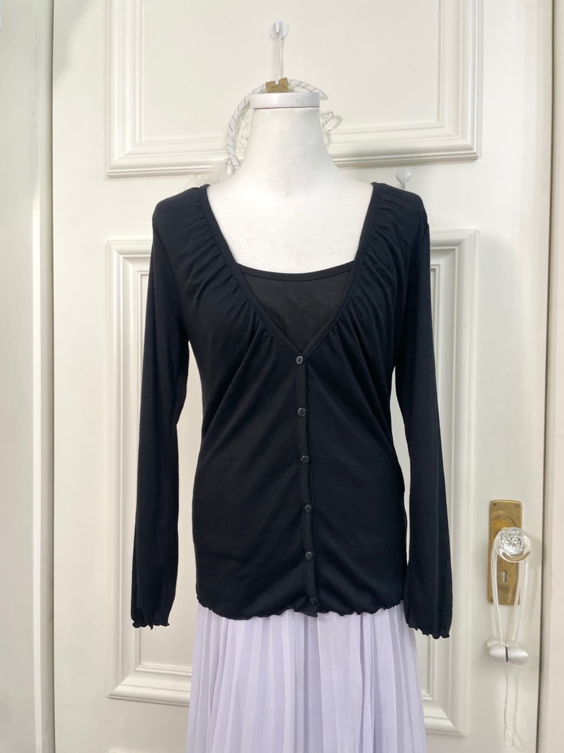 black shirring slim cardigan&basic sleev 상품이미지1