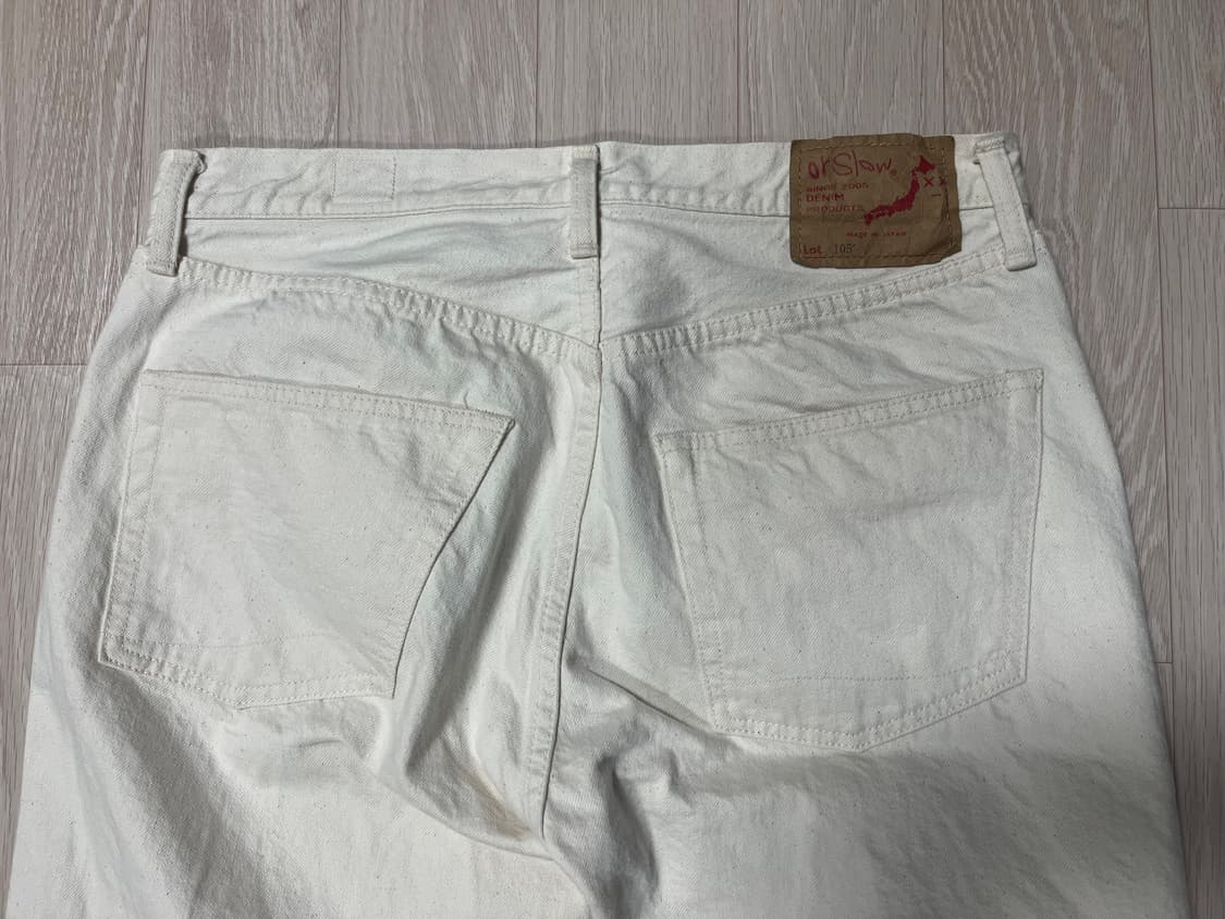 오어슬로우 x 비샵 스탠다드 데님 105 키나리 에크루 2사이즈 상품이미지4