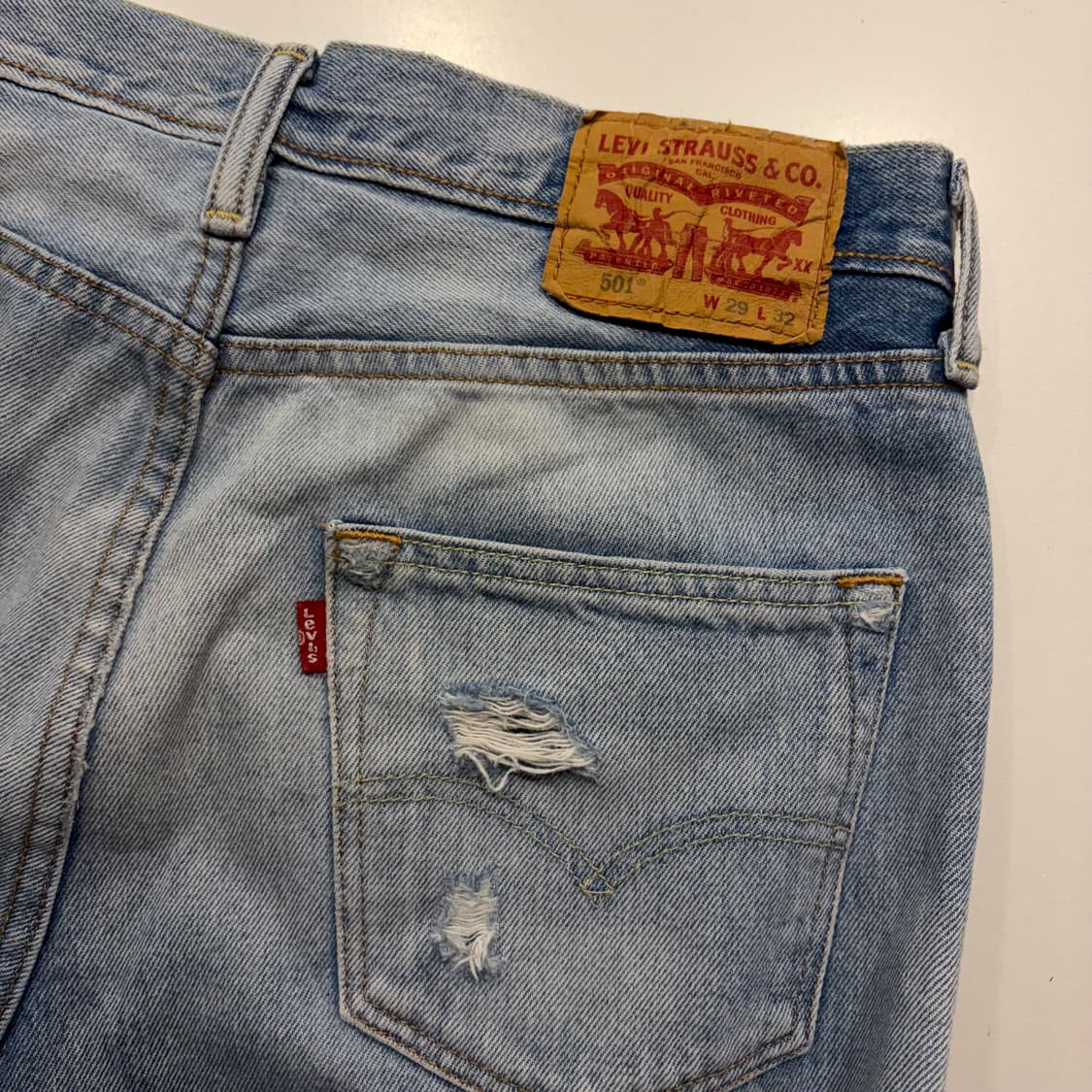 [29x32] 리바이스 501 데미지 워싱 청바지 데님 팬츠 D318 상품이미지5