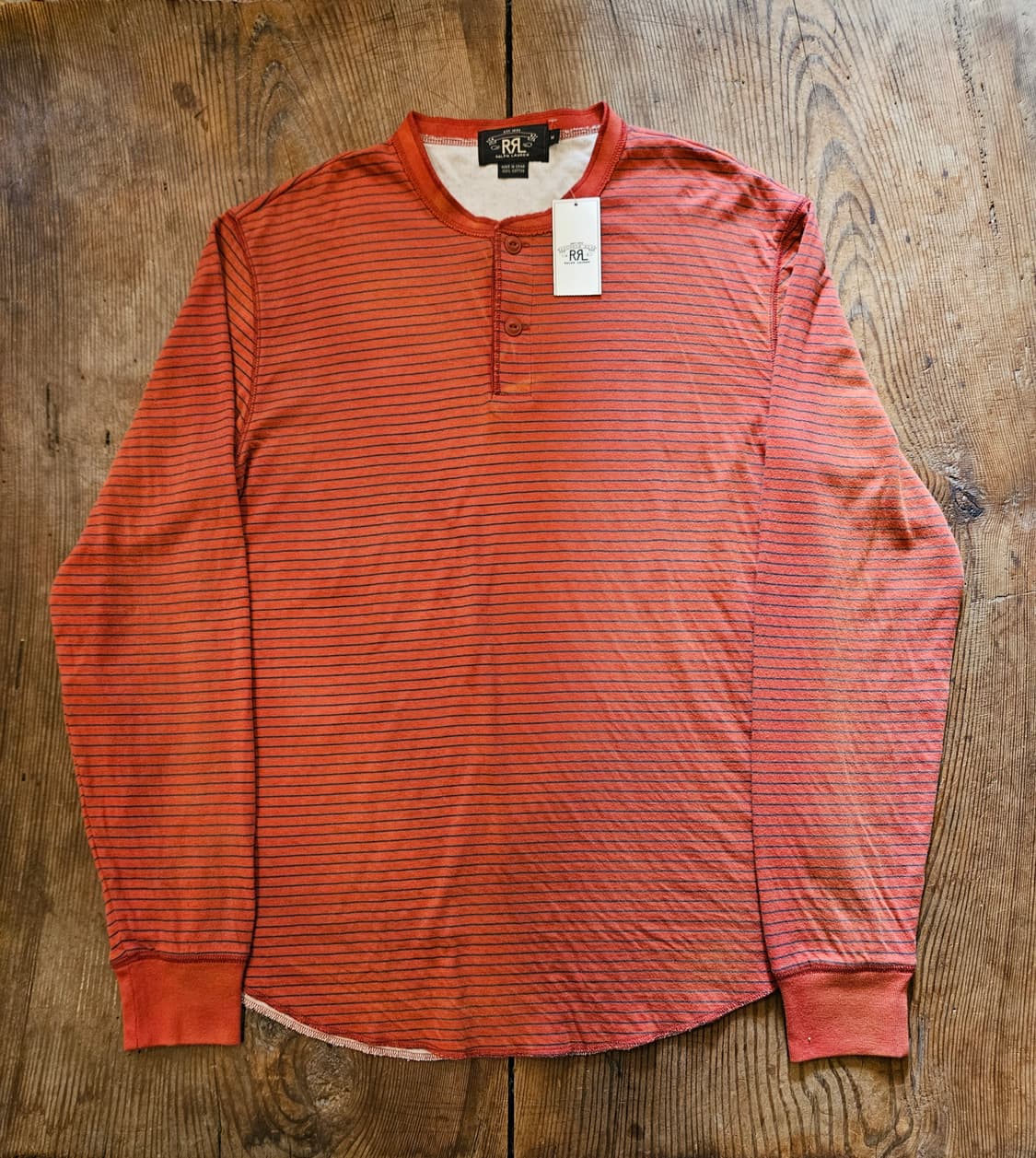 더블알엘 코튼 헨리넥 스트라이프 상품이미지1