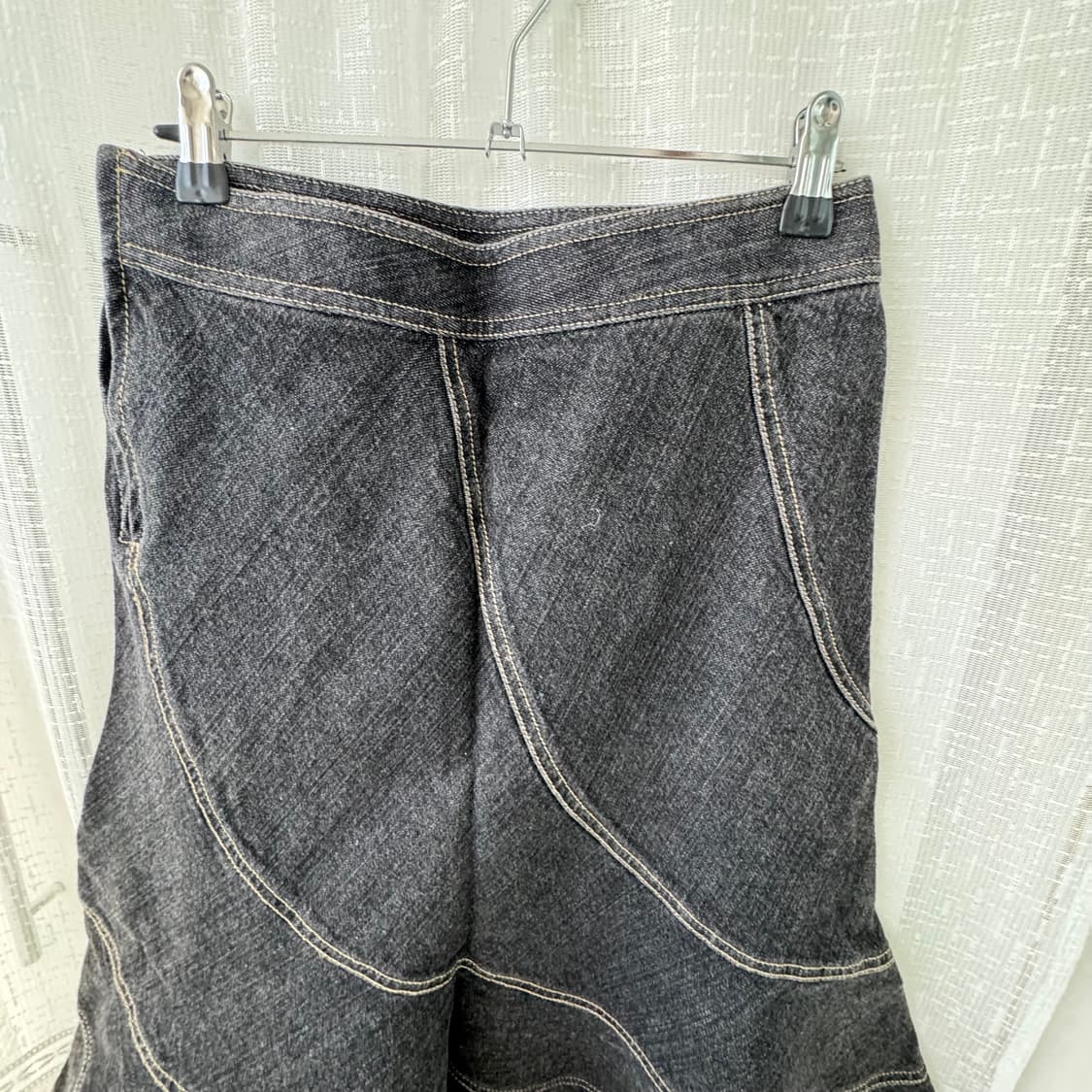 빈티지 블랙청 데님 플레어 스커트 상품이미지4