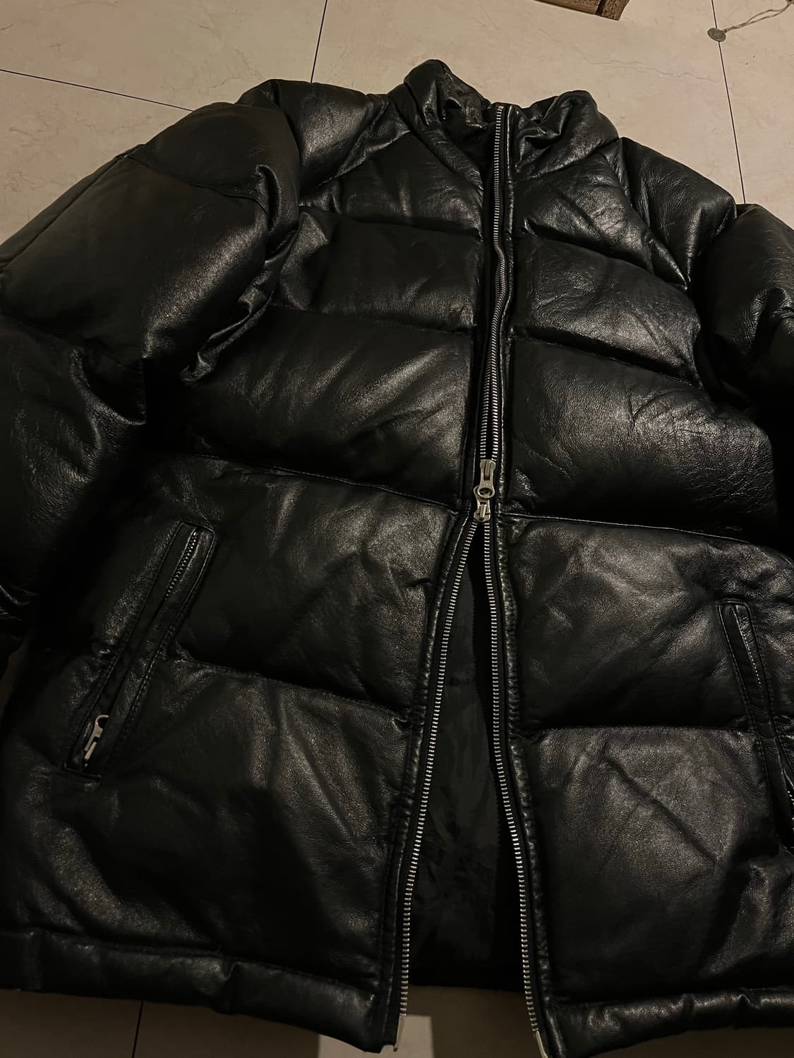 Japan vintage 리얼 레더 패딩 자켓 상품이미지3