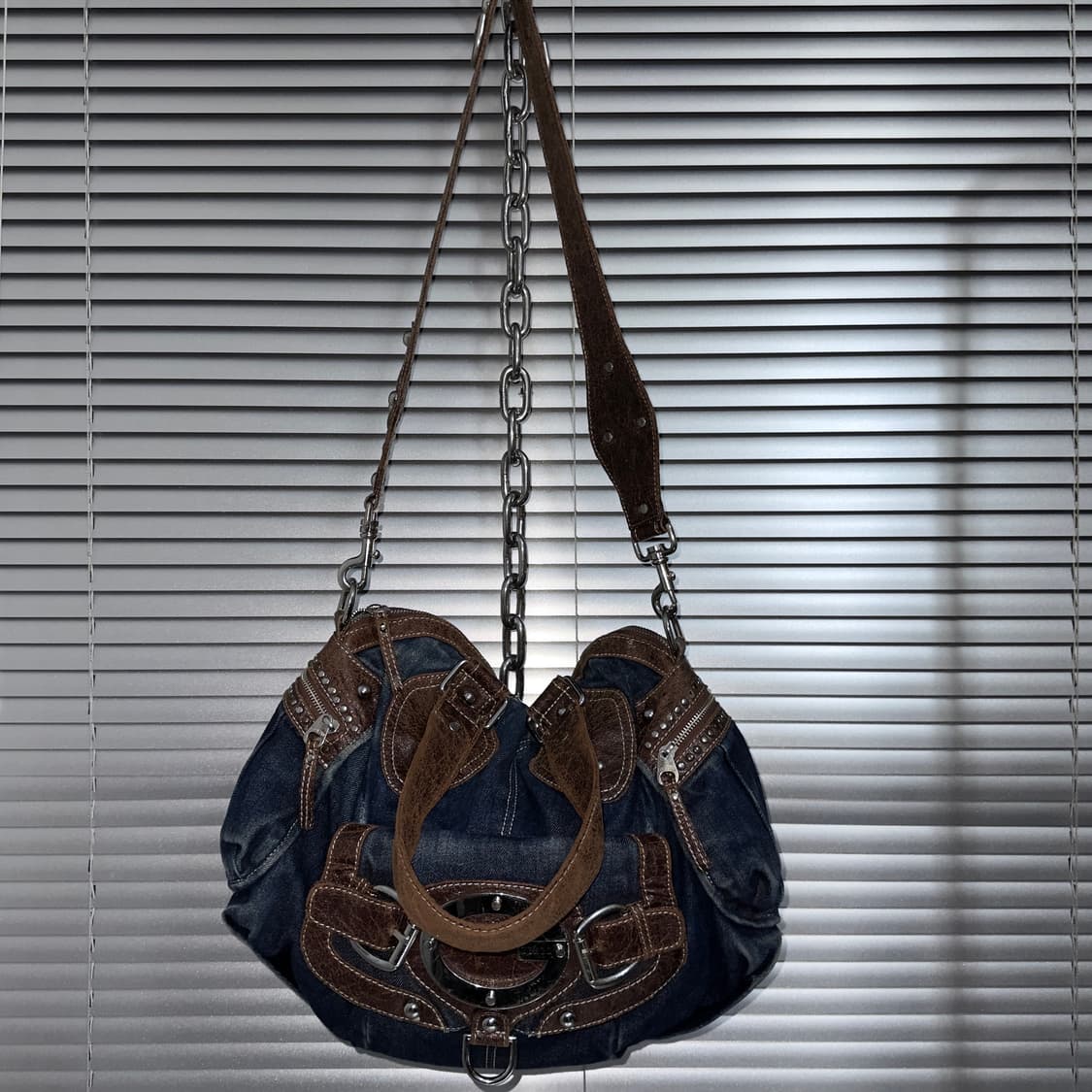 00s 빈티지 게스 XL 데님 빅 버클백 가방 상품이미지3