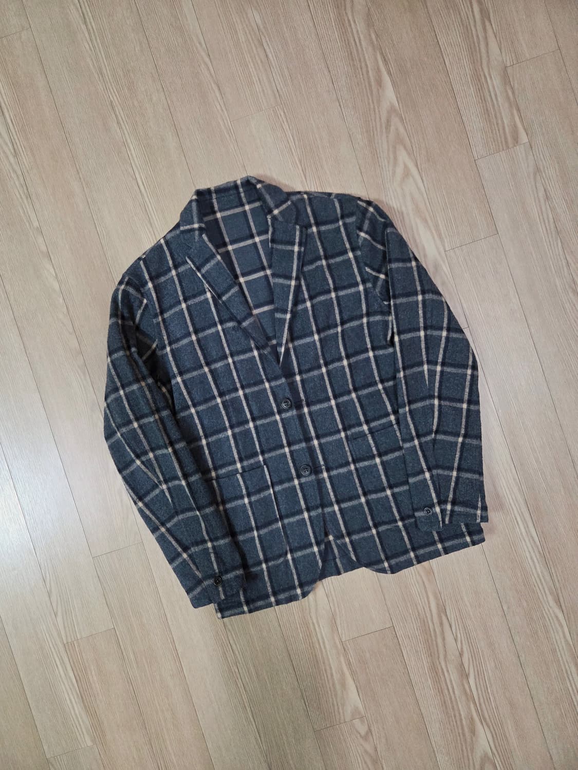NOLLEY'S Light 차콜 그레이 플란넬 체크 블레이져 상품이미지3