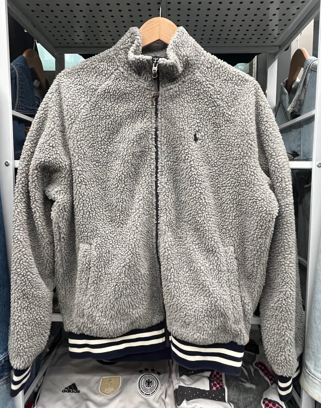 폴로 랄프로렌 그레이 뽀글이 플리스 집업 상품이미지1