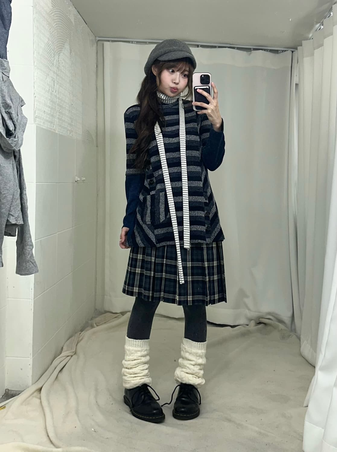 네이비 케이프 도트 니혼진 모리걸 코디세트 상품이미지4