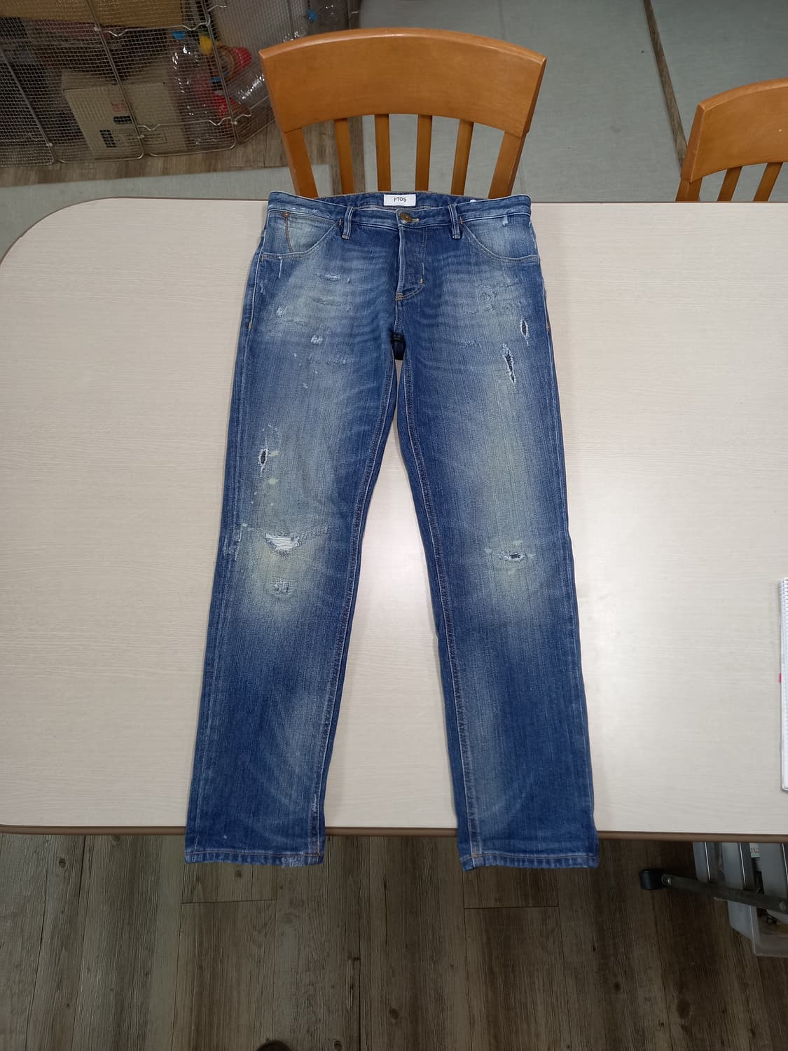 30 PT05 데미지워싱 스판 슬림일자진 30-220 상품이미지1