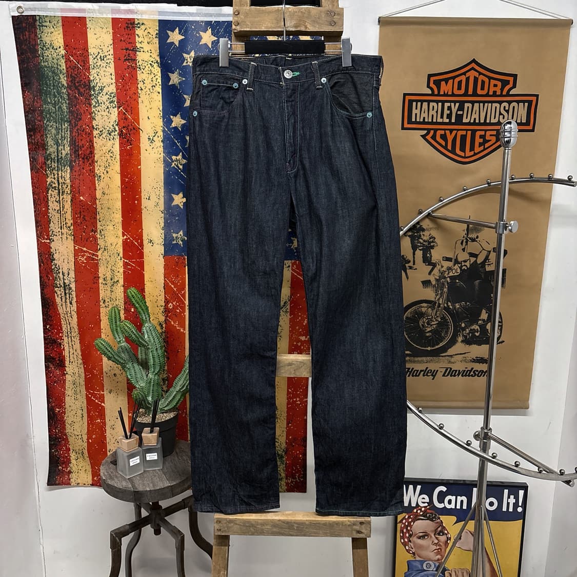 00s 리바이스X아트모스 503 루즈핏 컬러스티치 생지 데님팬츠 N632 상품이미지1