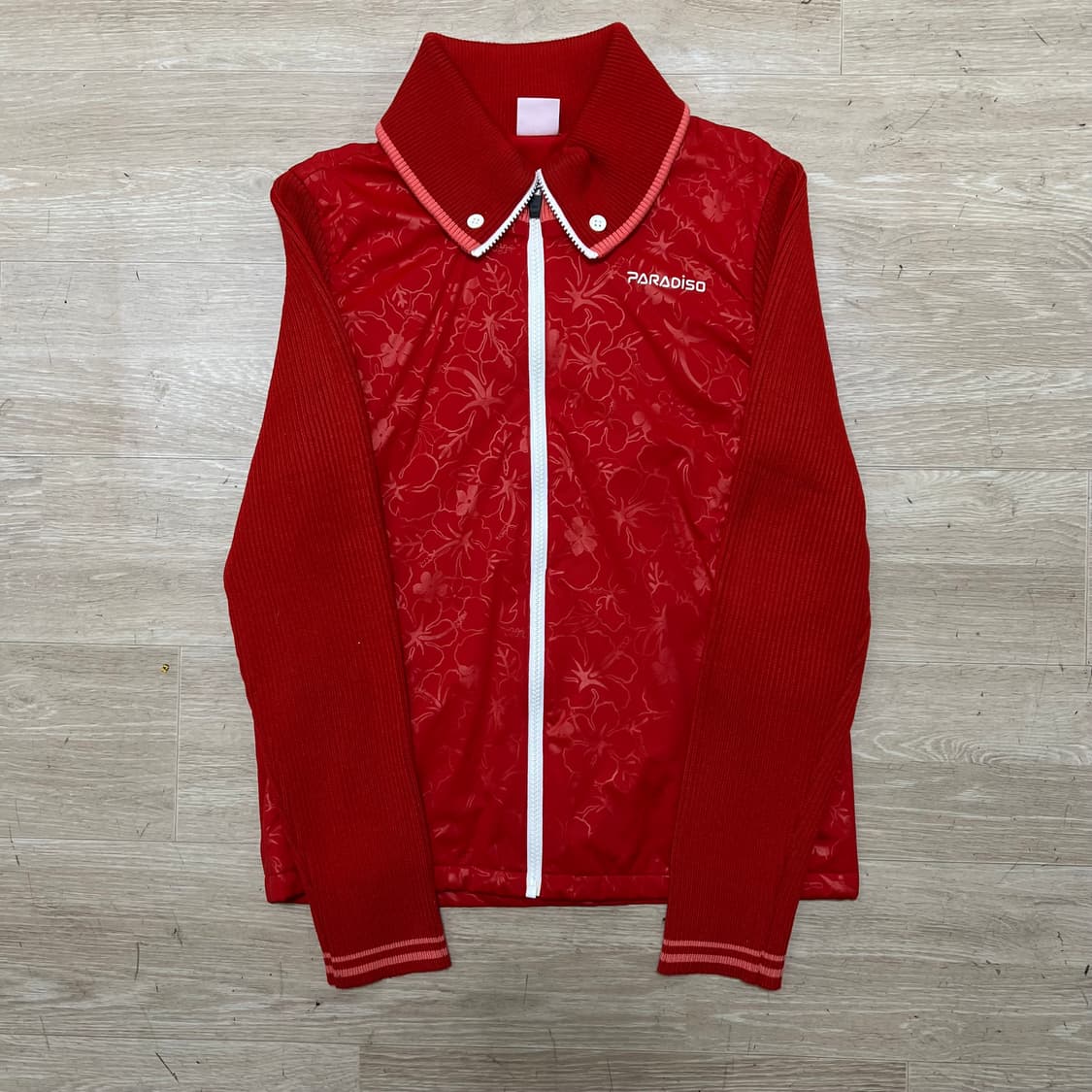 파라디조 여성 골프웨어 골프복 배색 방풍 집업니트 [레드] M/95 상품이미지1