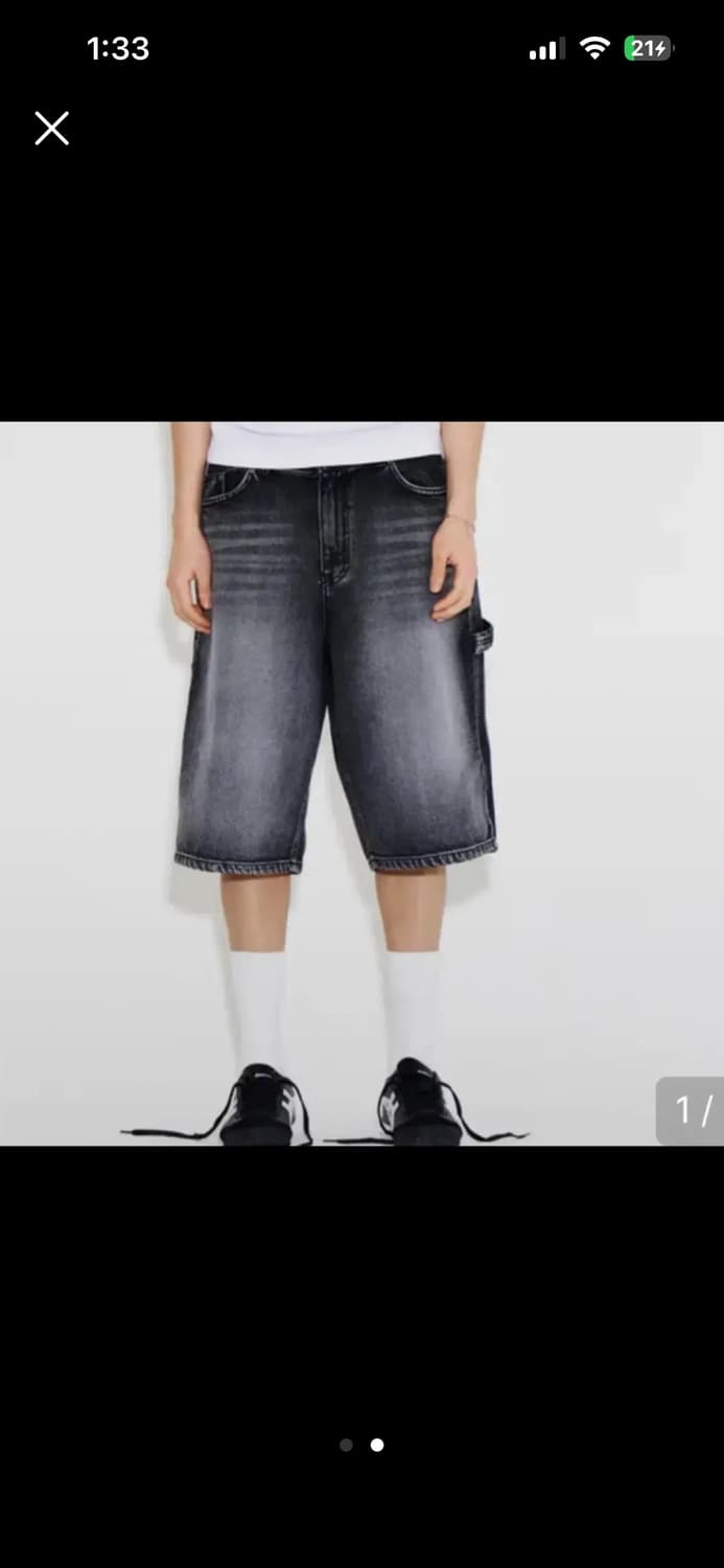 누아클레 버뮤다 흑청 팬츠 반바지 상품이미지1