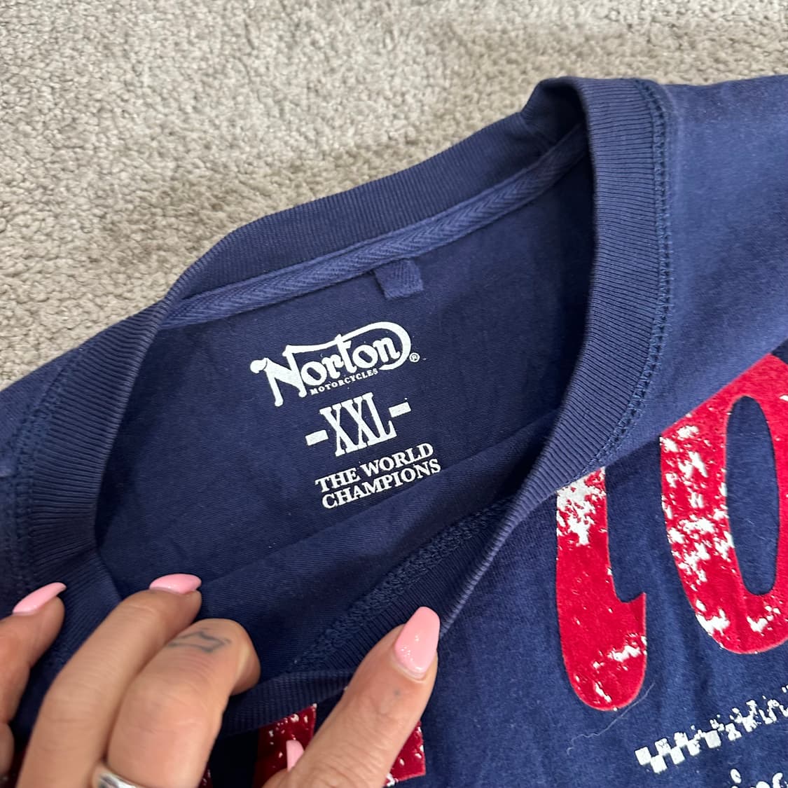 NORTON 노턴 빈티지 자수 네이비 반팔티L 상품이미지2