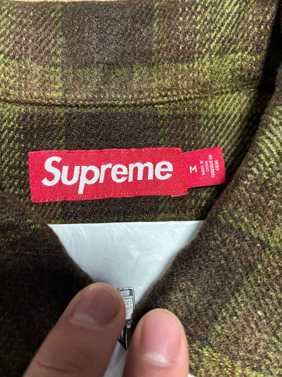 M) 슈프림 스터드 플란넬 셔츠 집업 올리브 상품이미지4