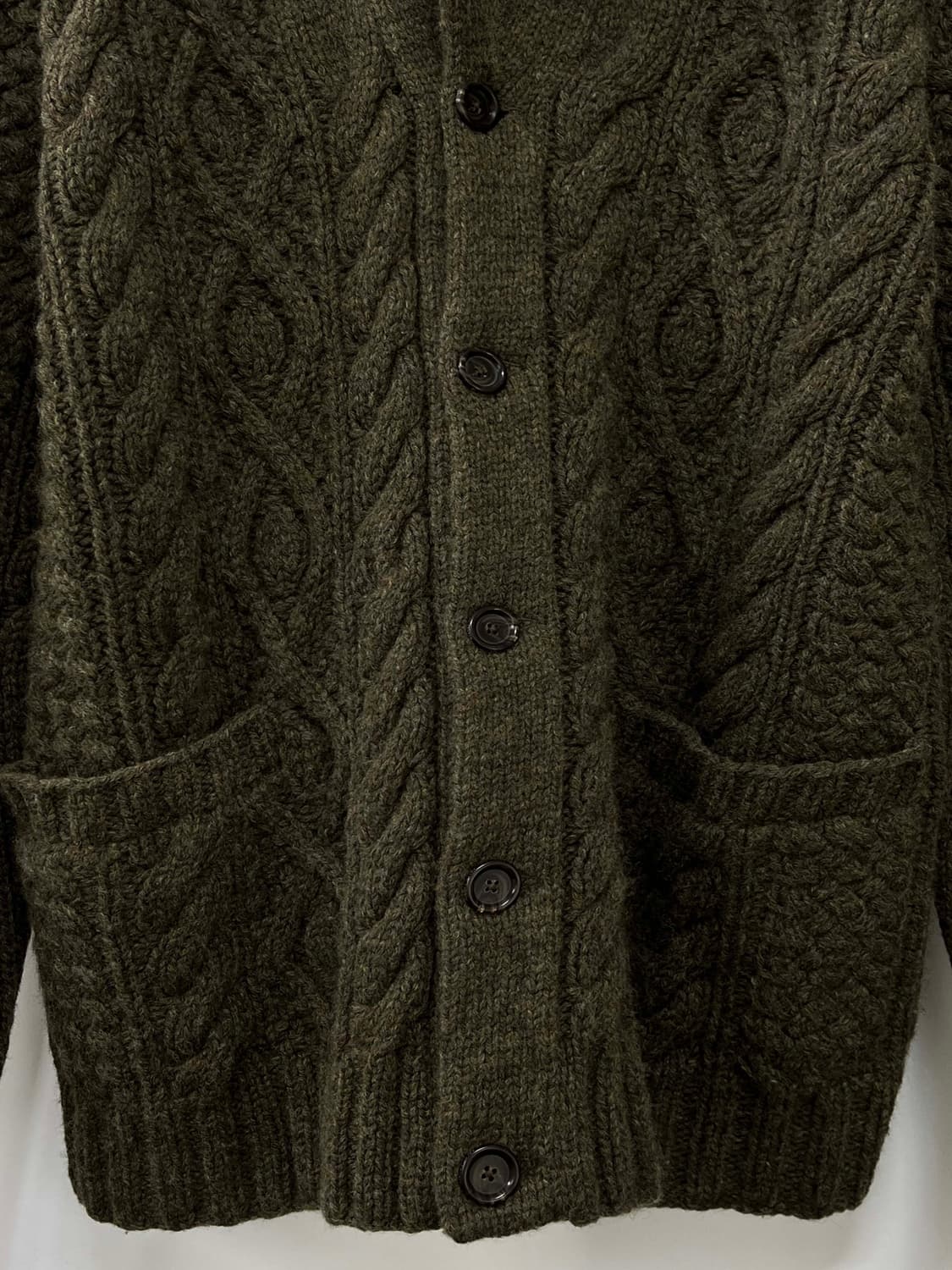 폴로 랄프로렌 올리브 헤더 아란 램스울 핸드니트 피셔맨 가디건 자켓 상품이미지5