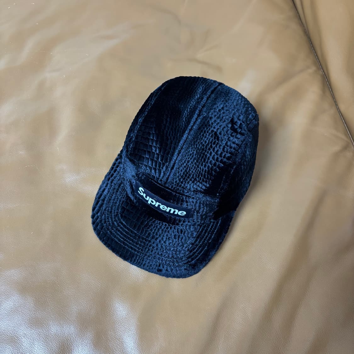슈프림 캠프캡 모자 박스로고 크로커다일 코듀로이 네이비 상품이미지5