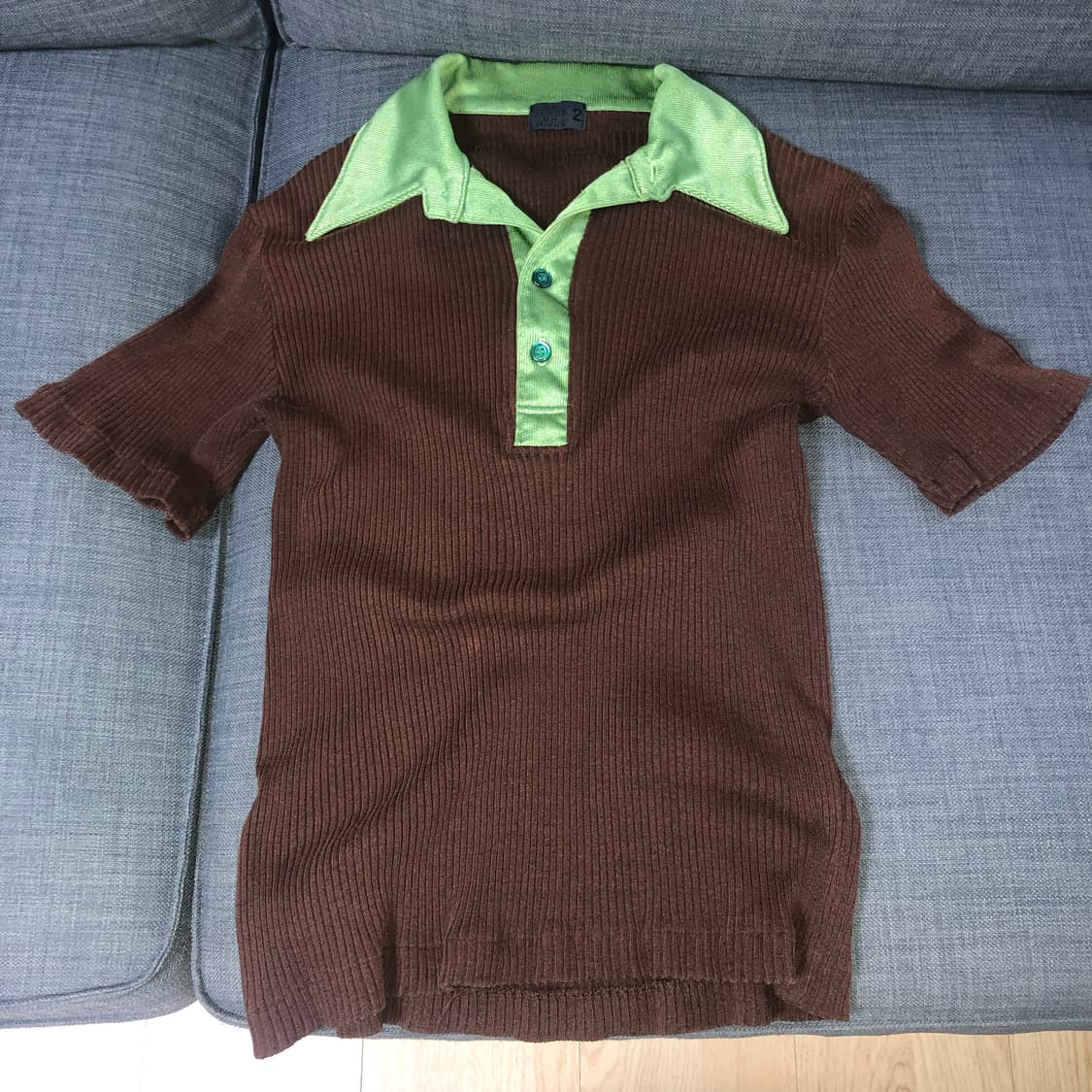 빈티지 카라 골지 반팔 상품이미지1