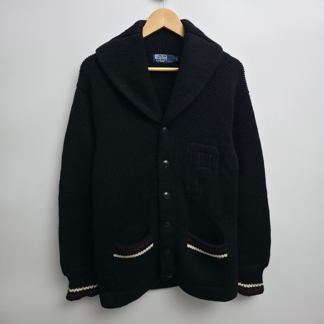 [L] 폴로 헤비 울 숄카라 니트 가디건 상품이미지1