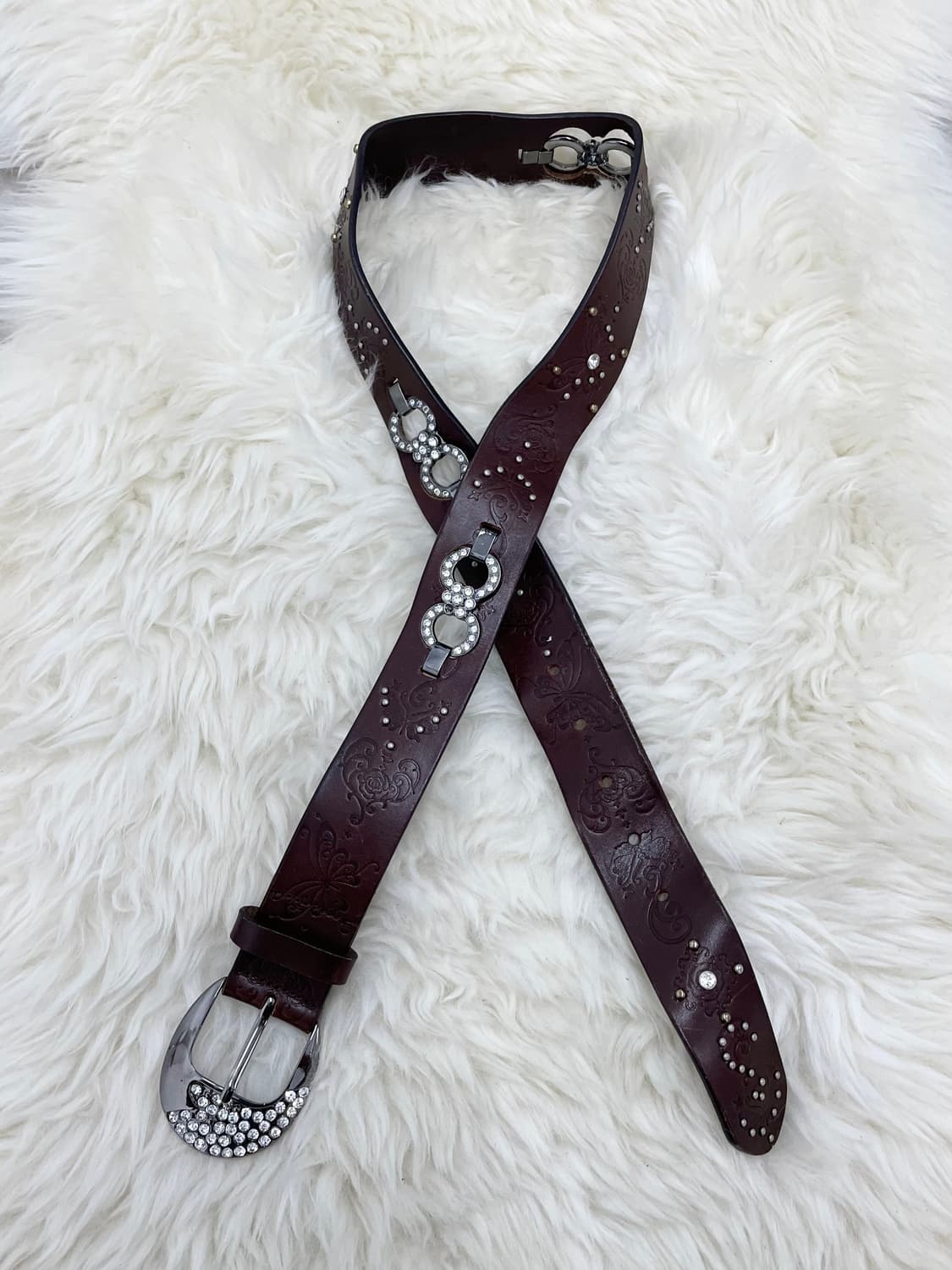 리얼레더 오리엔탈 큐빅 버클 벨트 상품이미지1