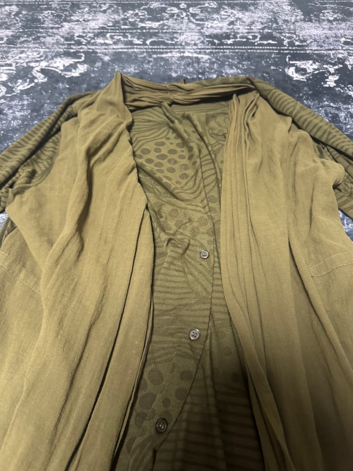 Vintage khaki long cardigan 상품이미지2