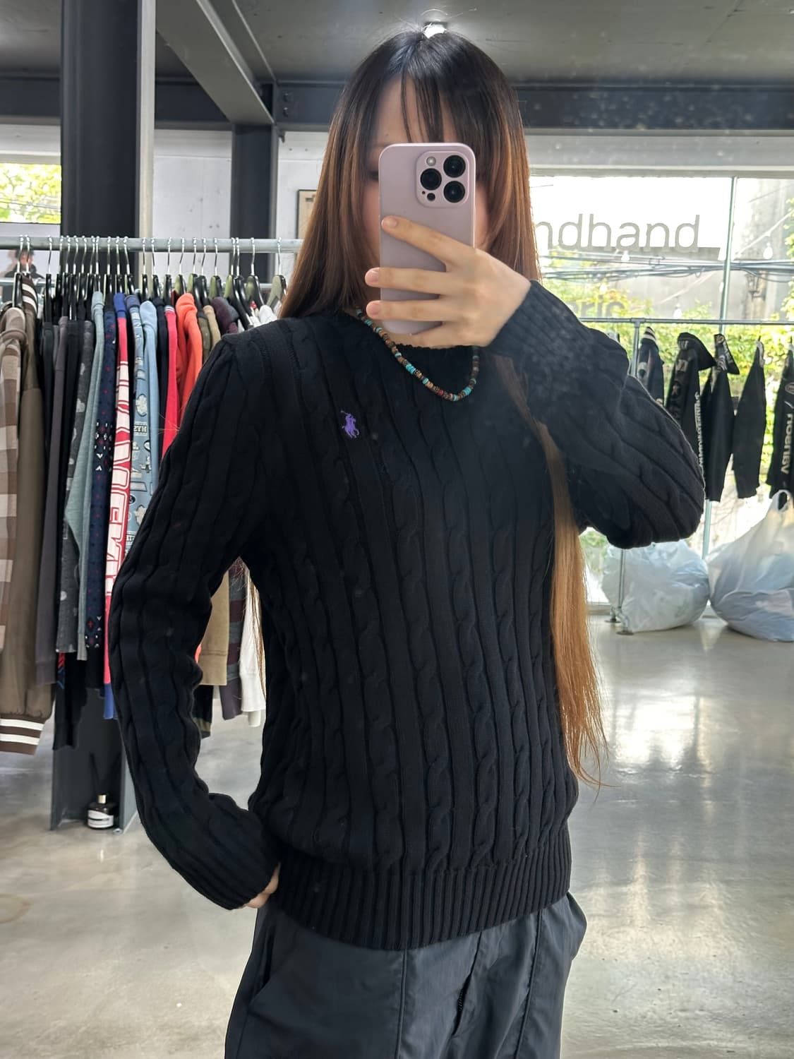 폴로랄프로렌 꽈배기 케이블니트 블랙 상품이미지1