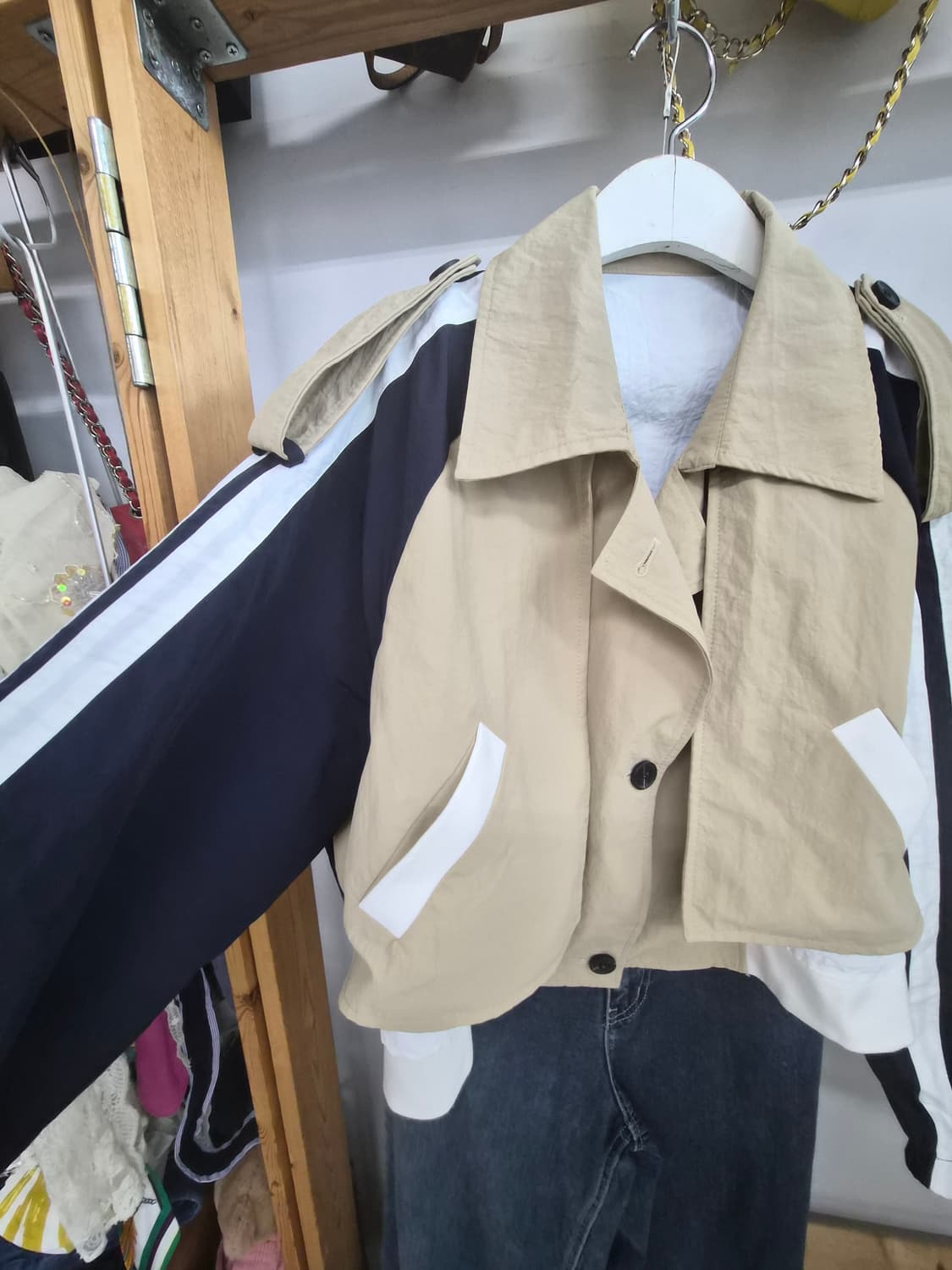 스포티 데님 배색 롱스커트.레터링 트렌치점퍼 상품이미지8