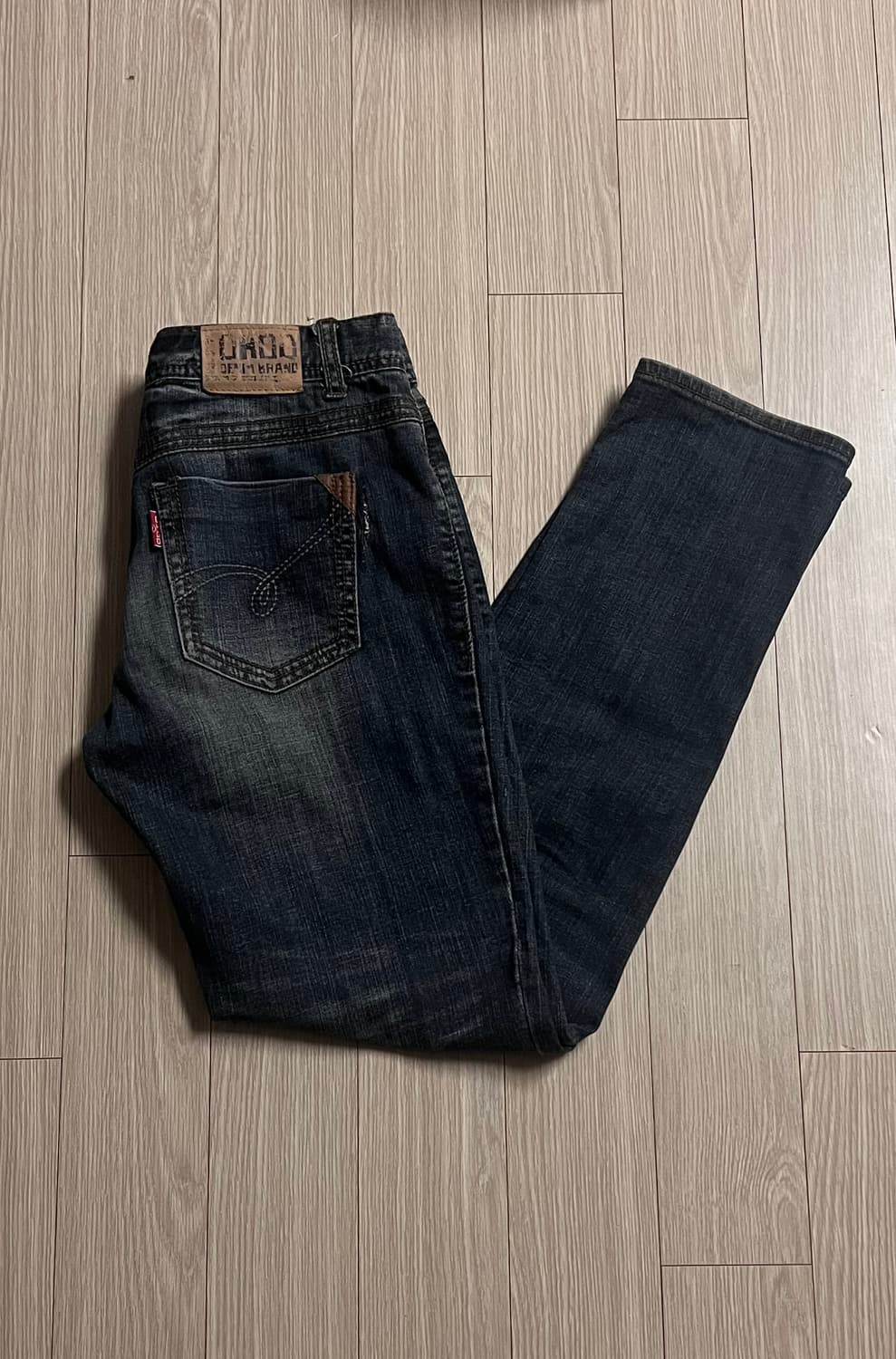 y2k 페이드 다크 워싱 슬림 스트레이트 로우라이즈 데님팬츠 상품이미지7