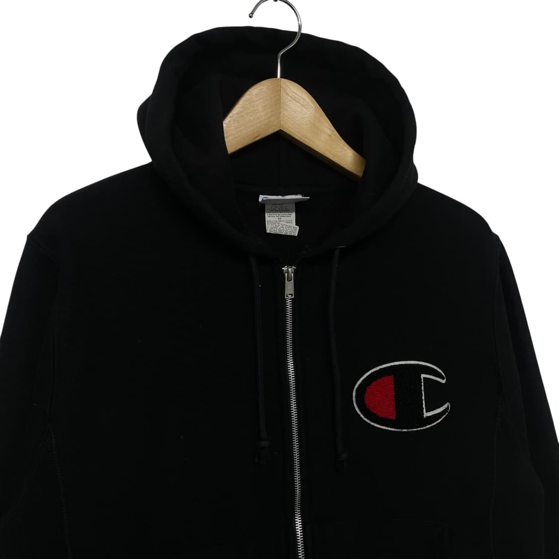 챔피온 빅로고 리버스위브 후드집업 블랙 상품이미지2