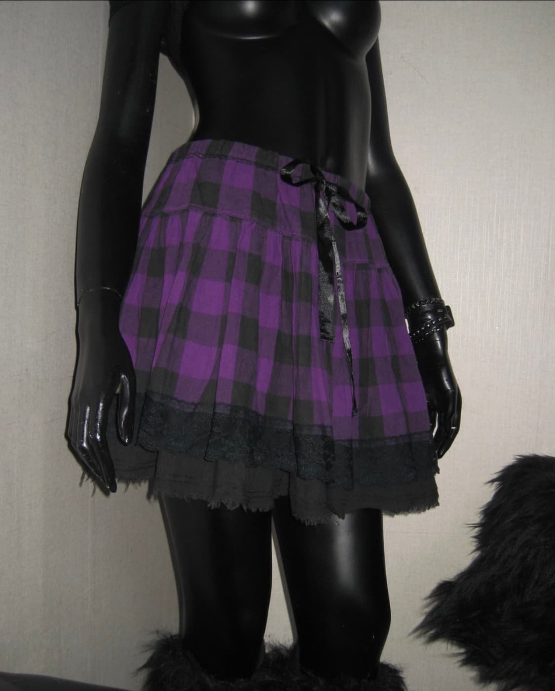 알곤퀸즈 펑크 체크 퍼플 스커트 리버시블 스커트 고딕 고스 공겜여주 상품이미지2