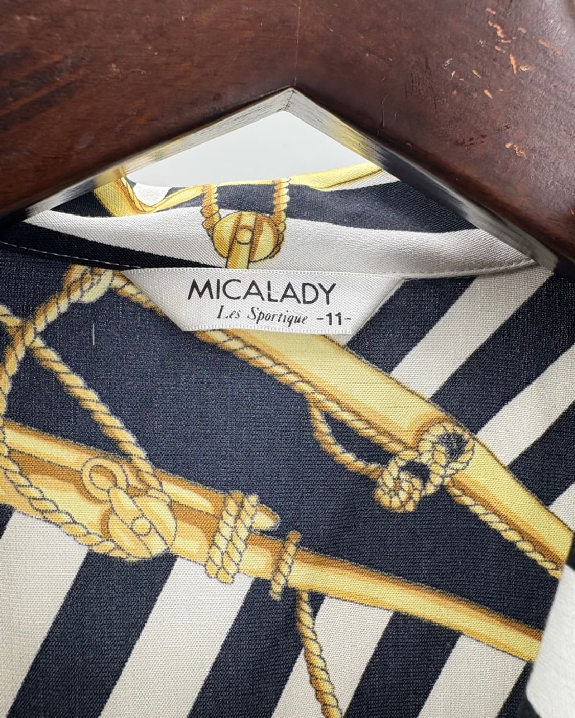 ⚓ [MICALADY] 네이비 스트라이프&체인 프린트 셔츠 상품이미지4
