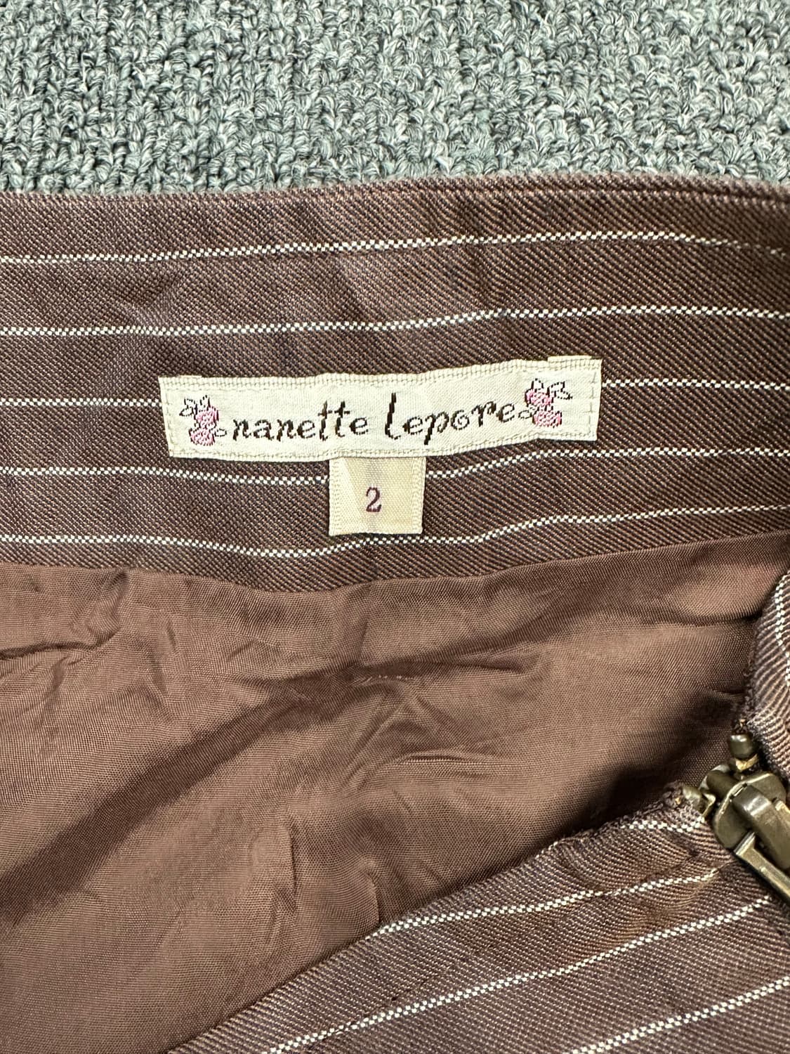 2)Japanese vintage 브라운 스트라이프 플리츠 미니스커트 상품이미지2