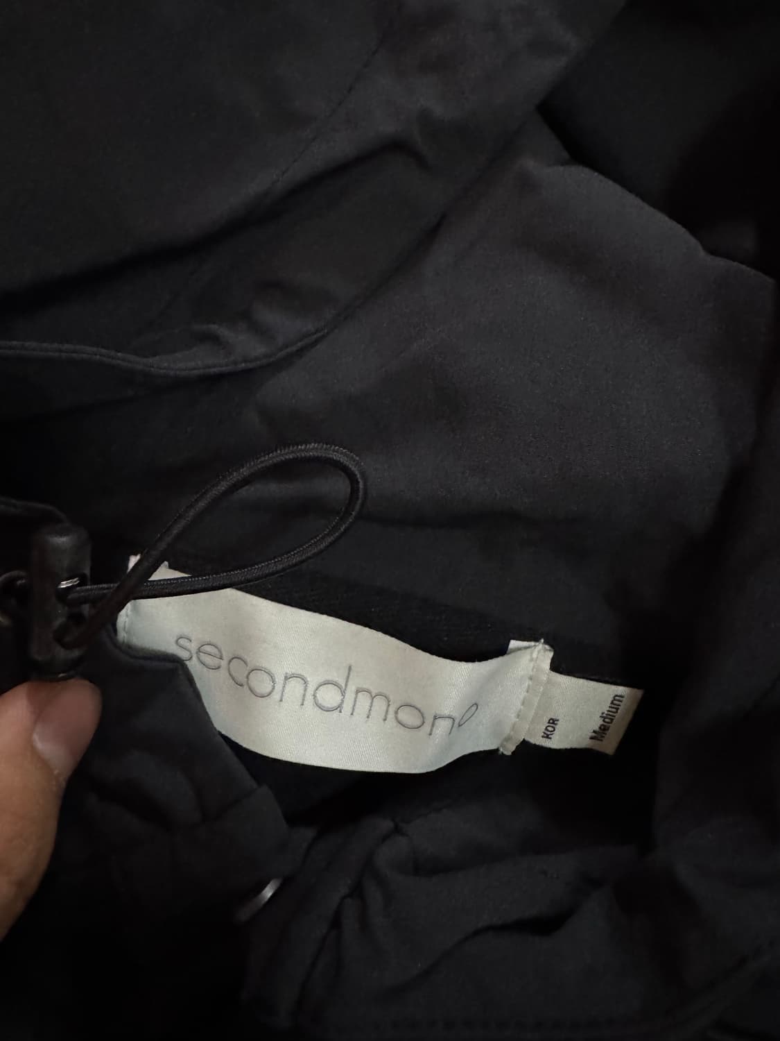 세컨드모놀로그 블랙 스트링 후드티 M거의 새제품 상품이미지2