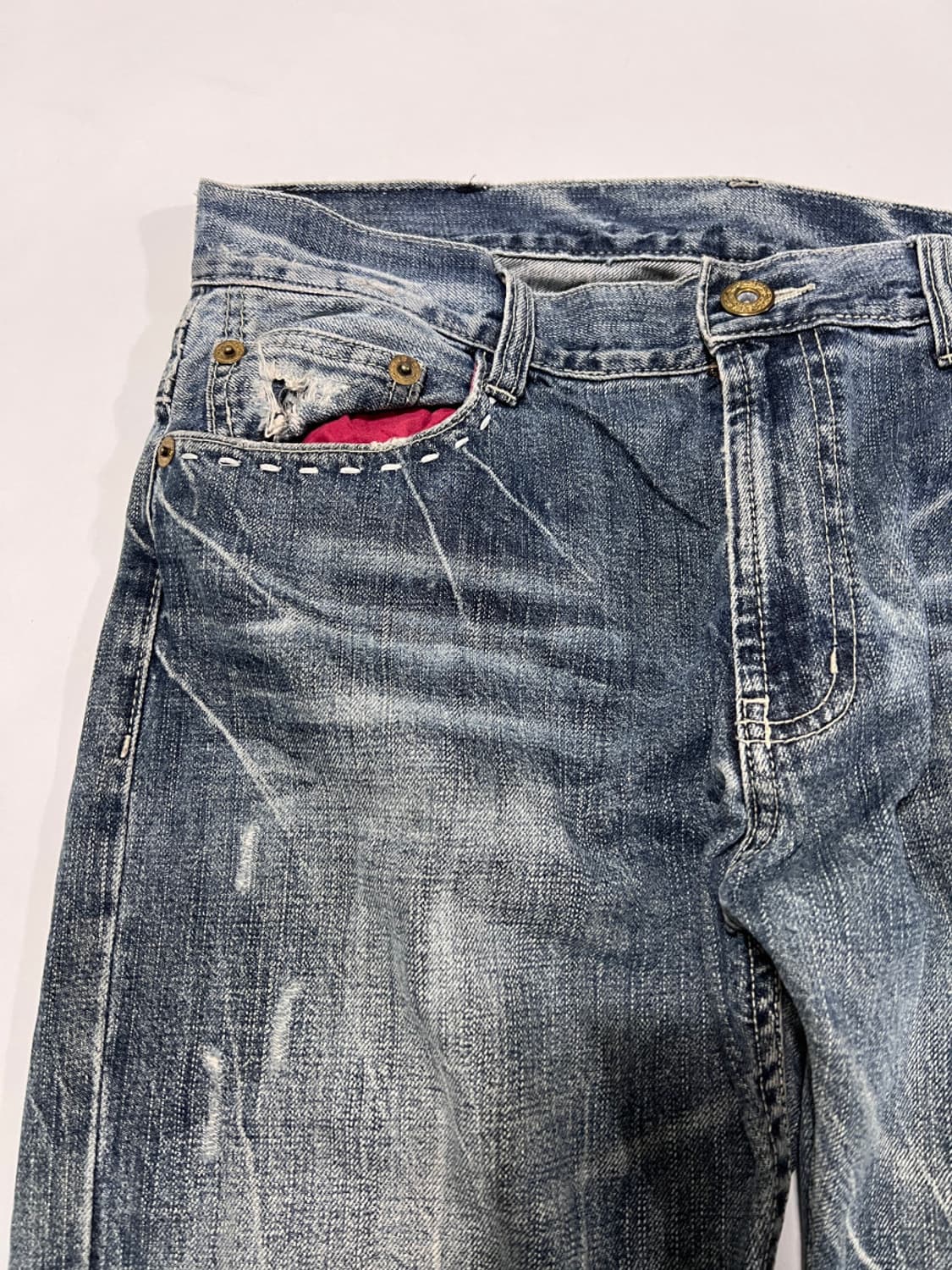 japanese vintage 포켓 디테일 y2k 펑키 워싱 데님펜츠 상품이미지4